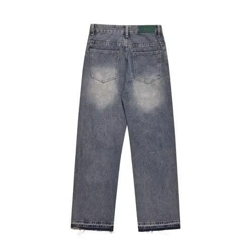 VIBE American retro washed distressed raw edge straight jeans Size US 32 / EU 48 - 3 Thumbnail