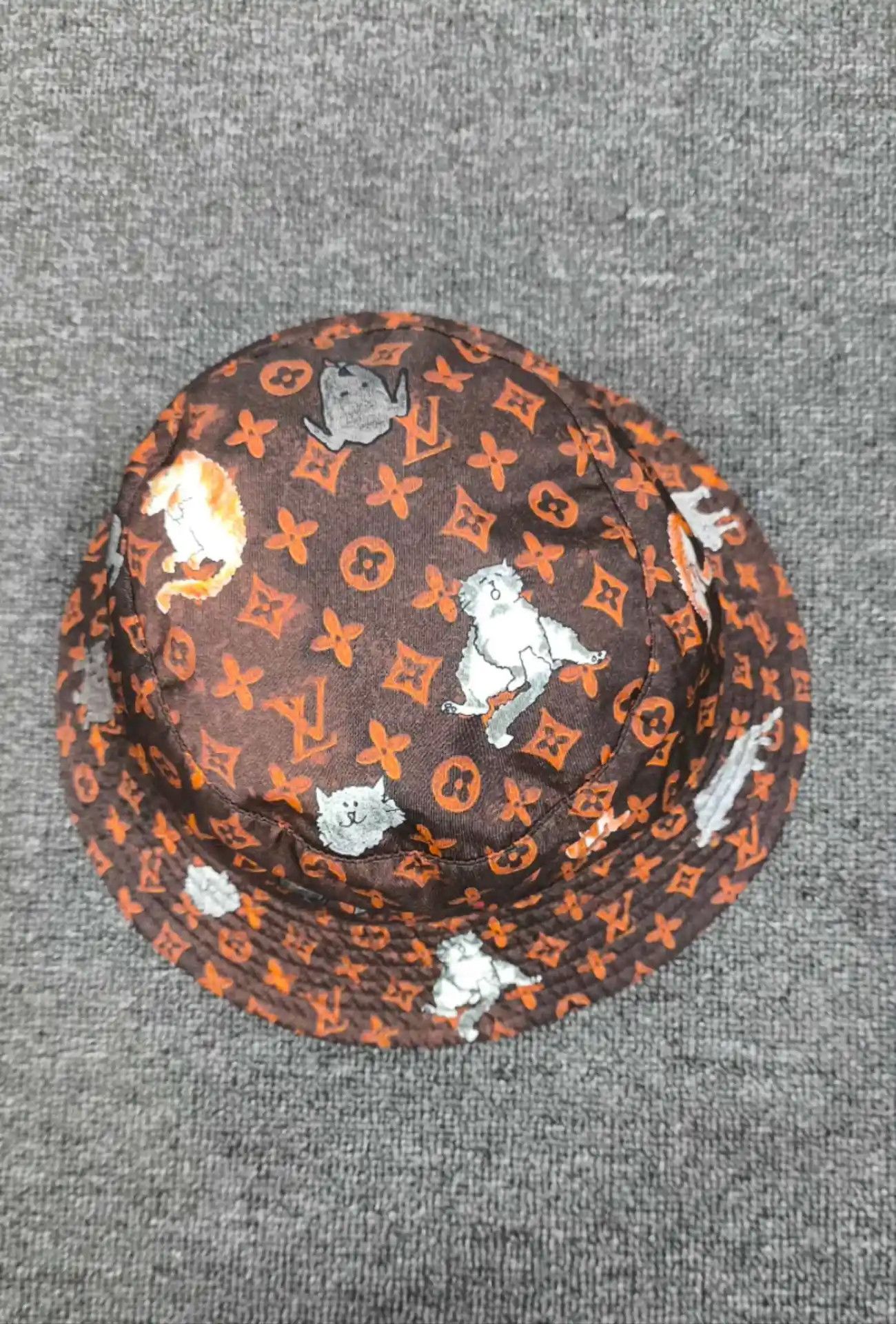 Louis Vuitton LV Orange-Red Full-Print Logo Bucket Hat M Size ONE SIZE - 1 Thumbnail