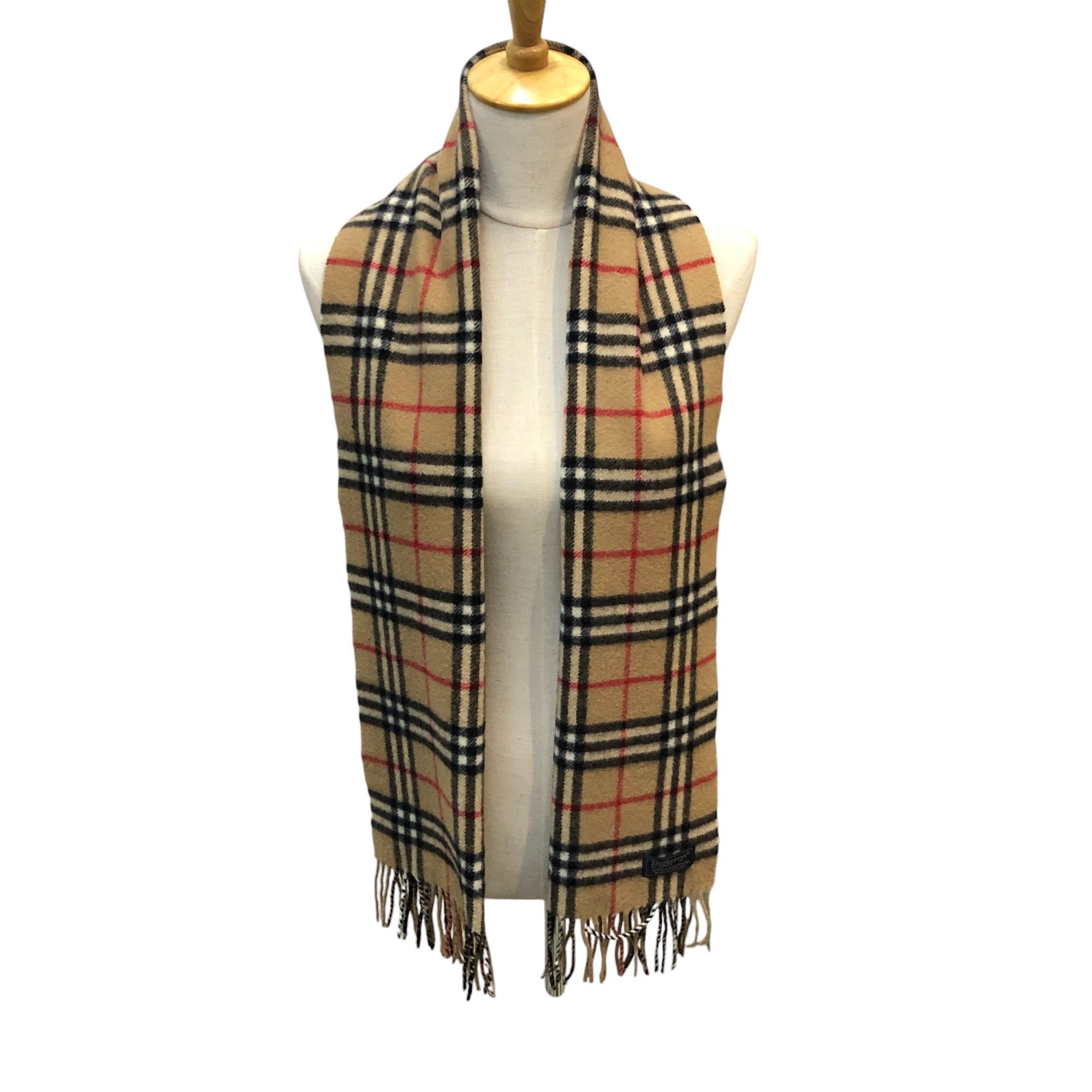 Burberrys Nova Check Tan Wool Scarf Muffler V2840