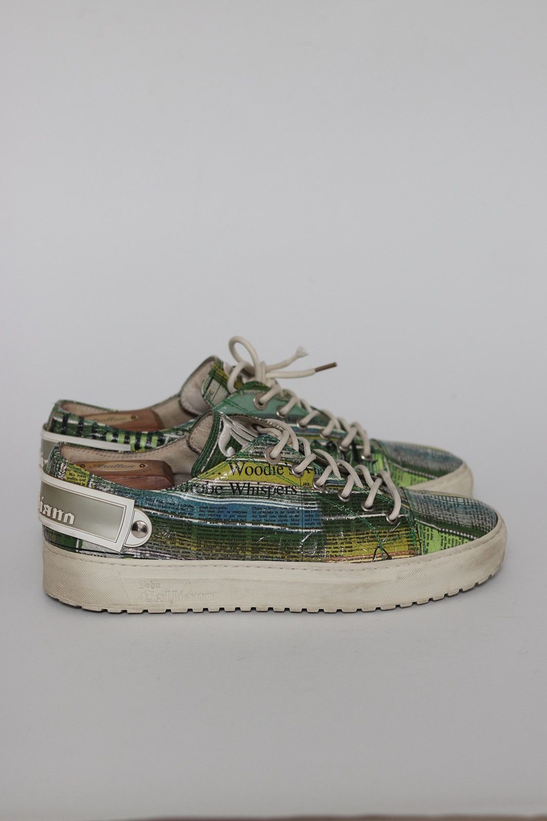 John Galliano JOHN GALLIANO Newspaper Print Leather Sneakers Size US 9 / EU 42 - 1 Thumbnail