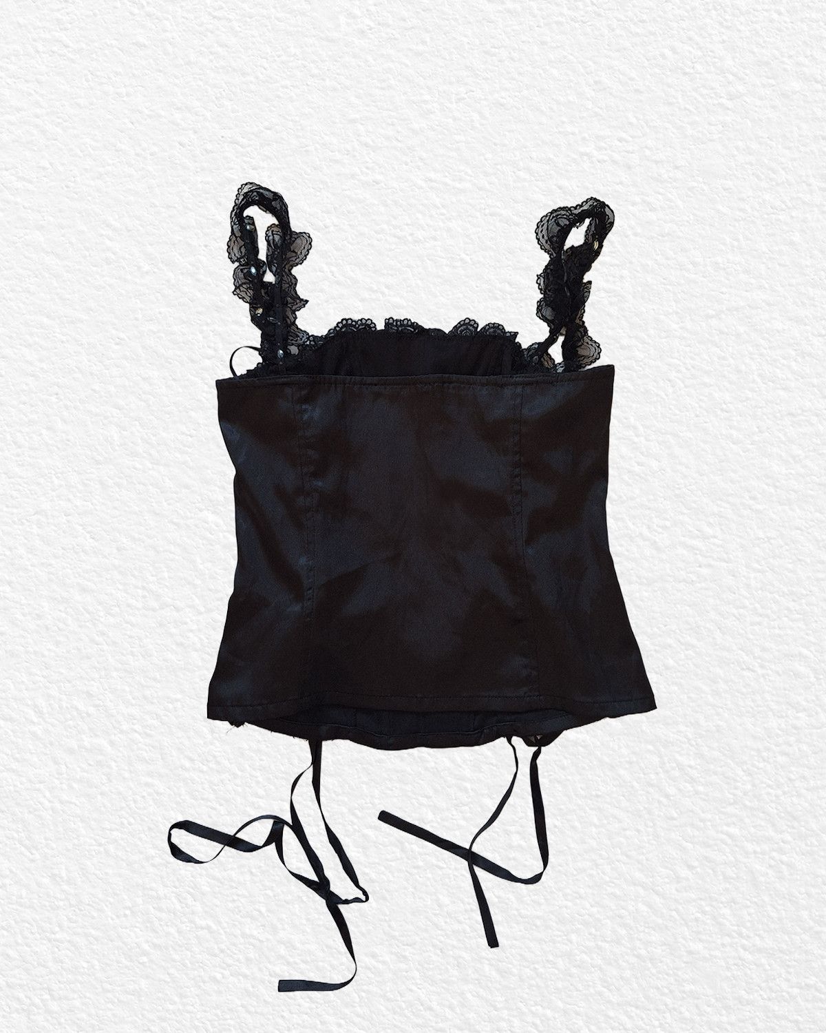 Vintage RARE Black Silk Corset Size L / US 10 / IT 46 - 2 Thumbnail