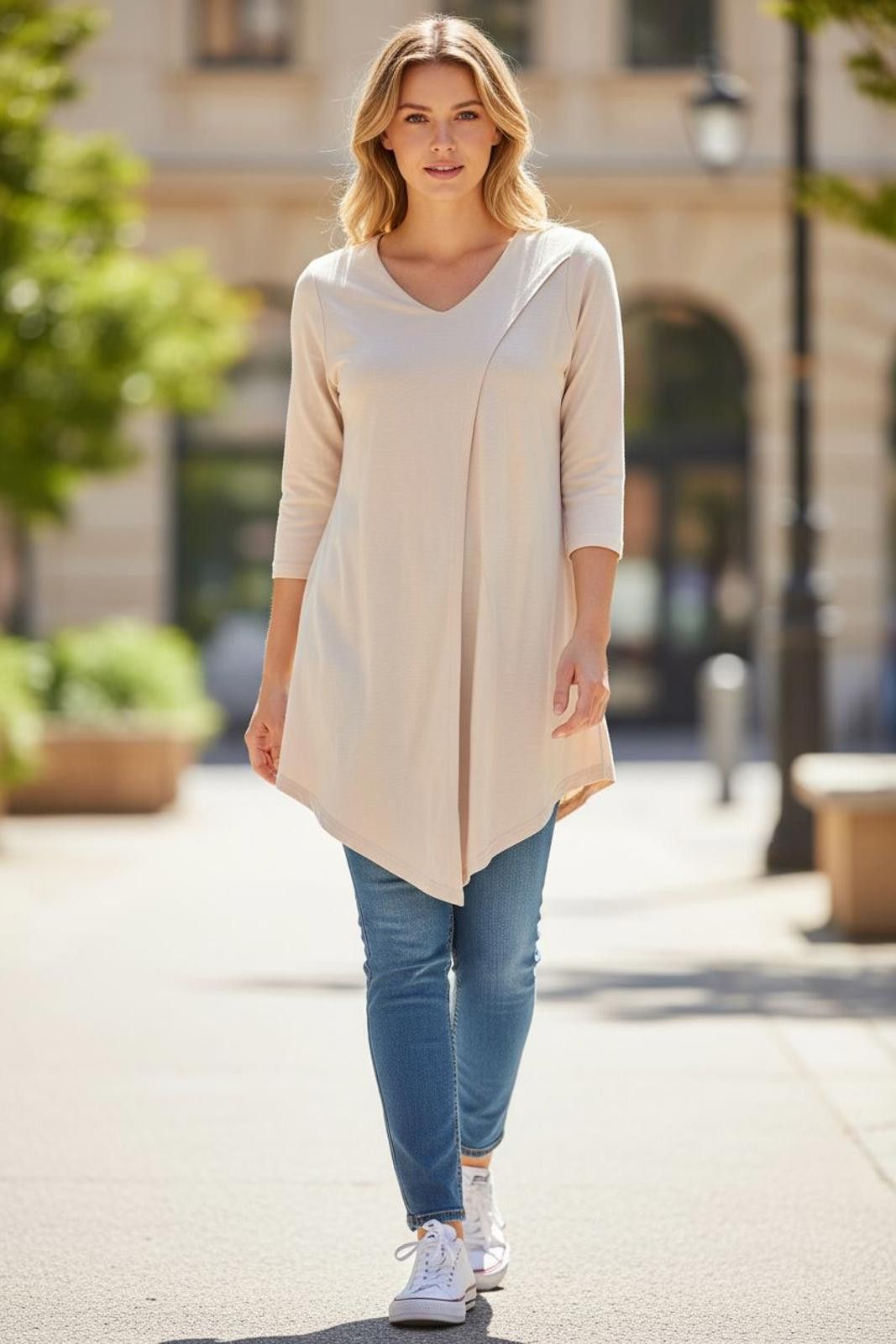 Aria Aria Handmade Norma Tunic With V-Neck 3/4 Sleeve Top Size M / US 6-8 / IT 42-44 - 2 Thumbnail