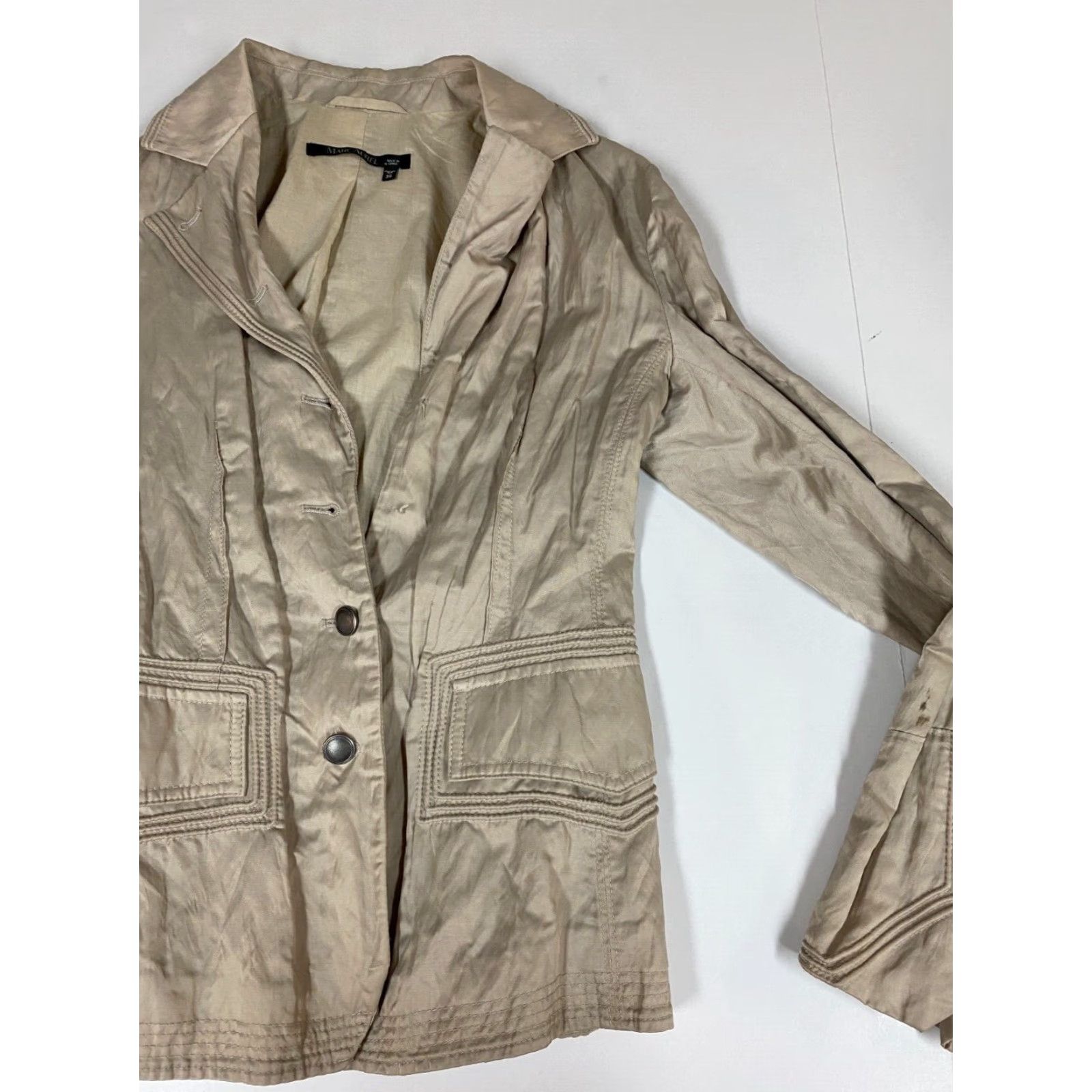 Coldwater Creek Coldwater Creek Jacket Women 36 Beige Button Casual Chambray Cotton Blend Mid-Length Urban American Womens Size XS / US 0-2 / IT 36-38 - 3 Thumbnail