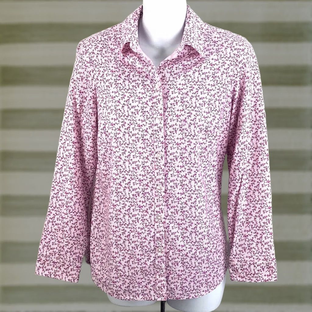 Croft & Barrow Croft & Barrow Button Up Top Small Pink Floral Longsleeve Cottage Fairy romantic Shirt Womens XS Size S / US 4 / IT 40 - 1 Thumbnail