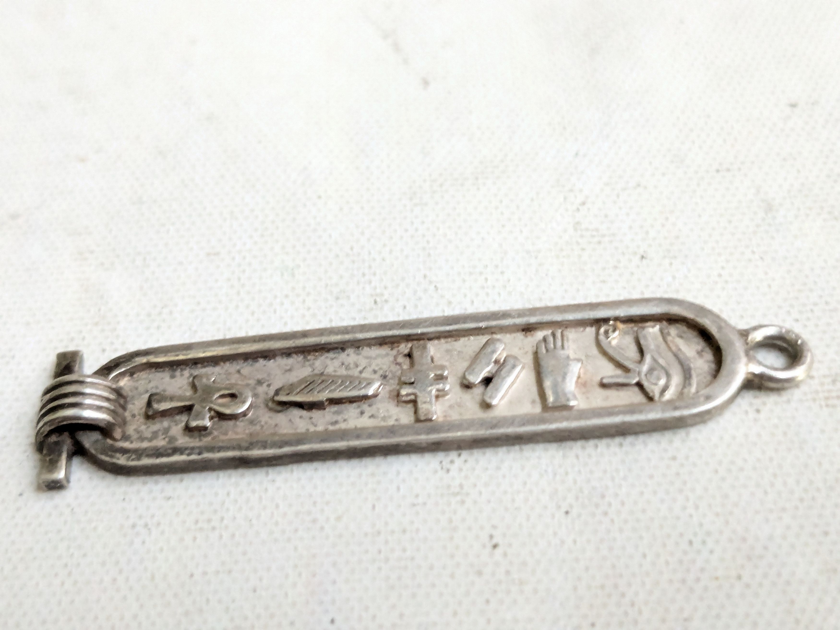 Jewelry Vintage Sterling Silver Cartouche Hieroglyphics Egyptia Size ONE SIZE - 3 Thumbnail