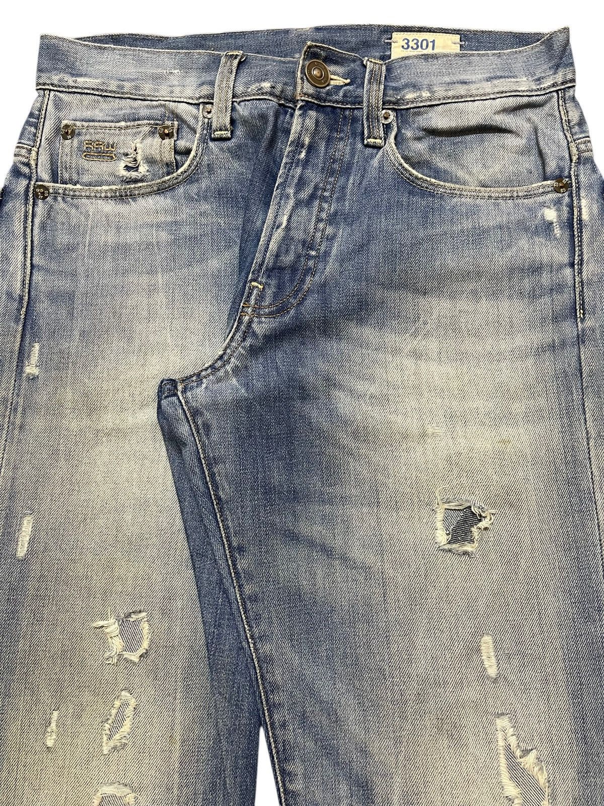 G-Star Vintage Gstar Raw Mud Faded Wash Whiskers Distressed Jeans Size US 30 / EU 46 - 4 Thumbnail