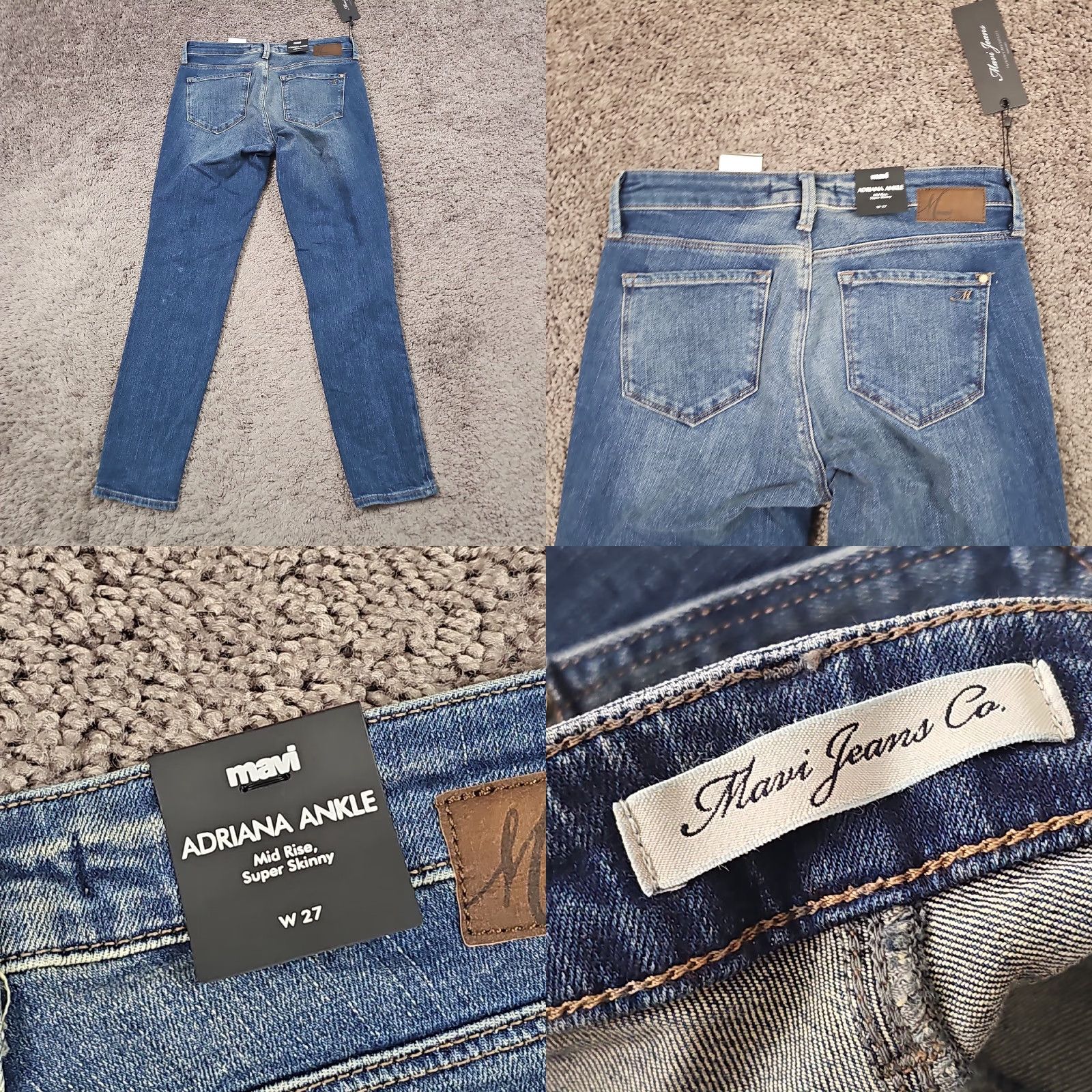 Mavi Mavi Jeans Women 27 Skinny Ankle Mid Rise Stretch Casual Adriana 25x27 Denim Blue Cotton Polyester Spandex Regular Inseam 27 Size 27" / US 4 / IT 40 - 8 Thumbnail