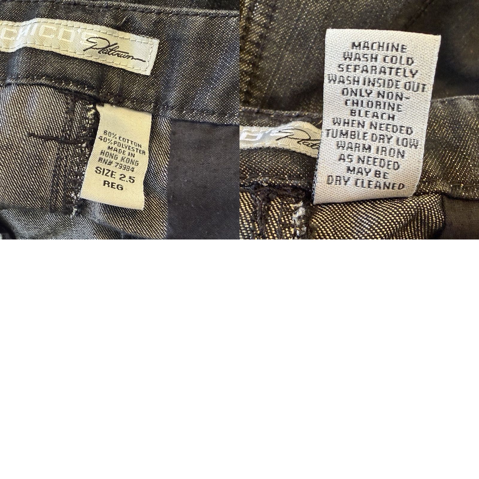 Vintage Chico's Pants Womens 2.5 Regular Charcoal Metallic Straight Leg Flat Front 31in Inseam Stretch Dress/Business Casual Workwear Trousers Size 26" / US 2 / IT 38 - 8 Thumbnail