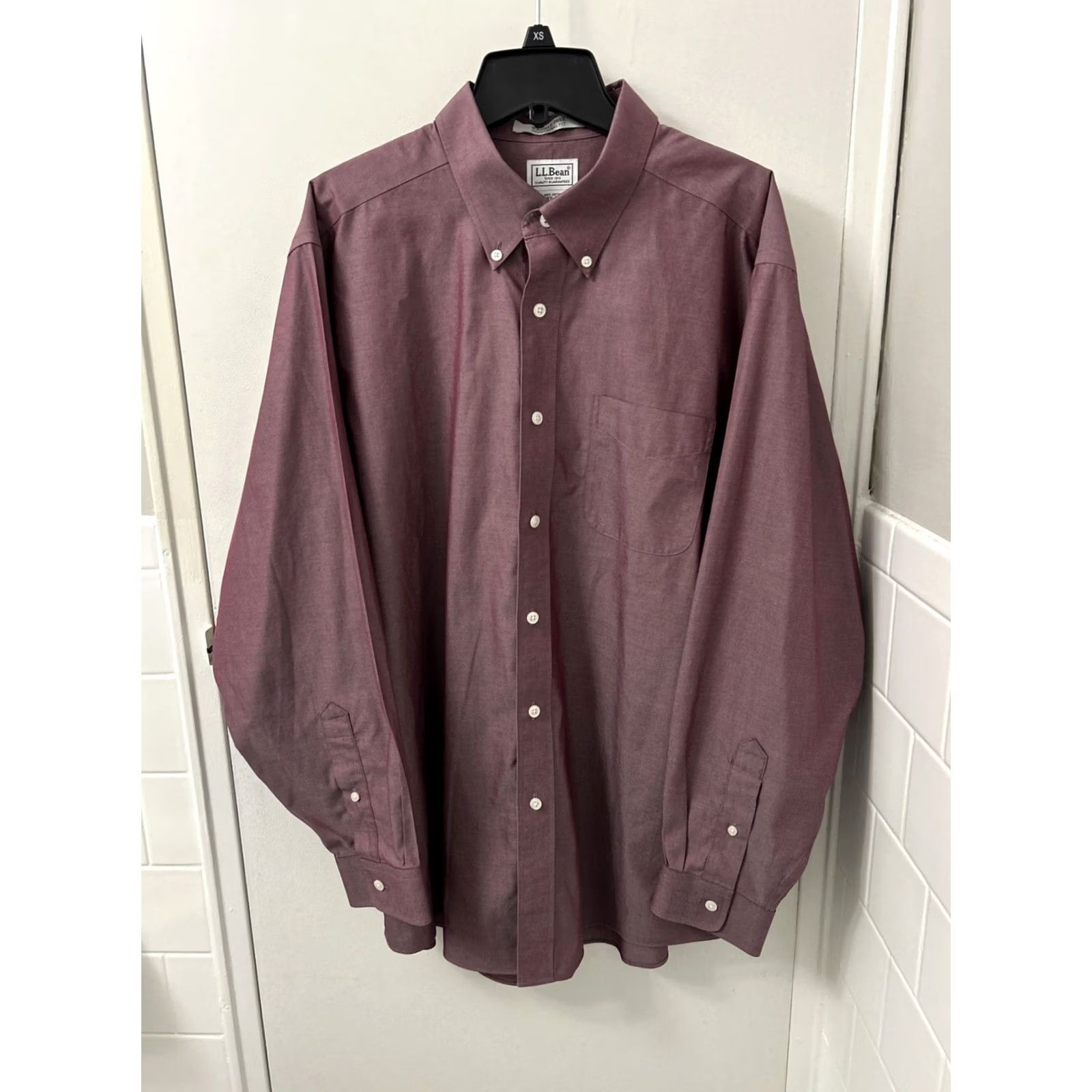 Vintage VINTAGE L.L. Bean Shirt Mens 16.5 Red Pinpoint Oxford Traditional Fit Wrinkle Free Dress Shirt Pocket Button-Down Collar Mens Holiday/Workwear 251423 Size US XL / EU 56 / 4 - 2 Thumbnail