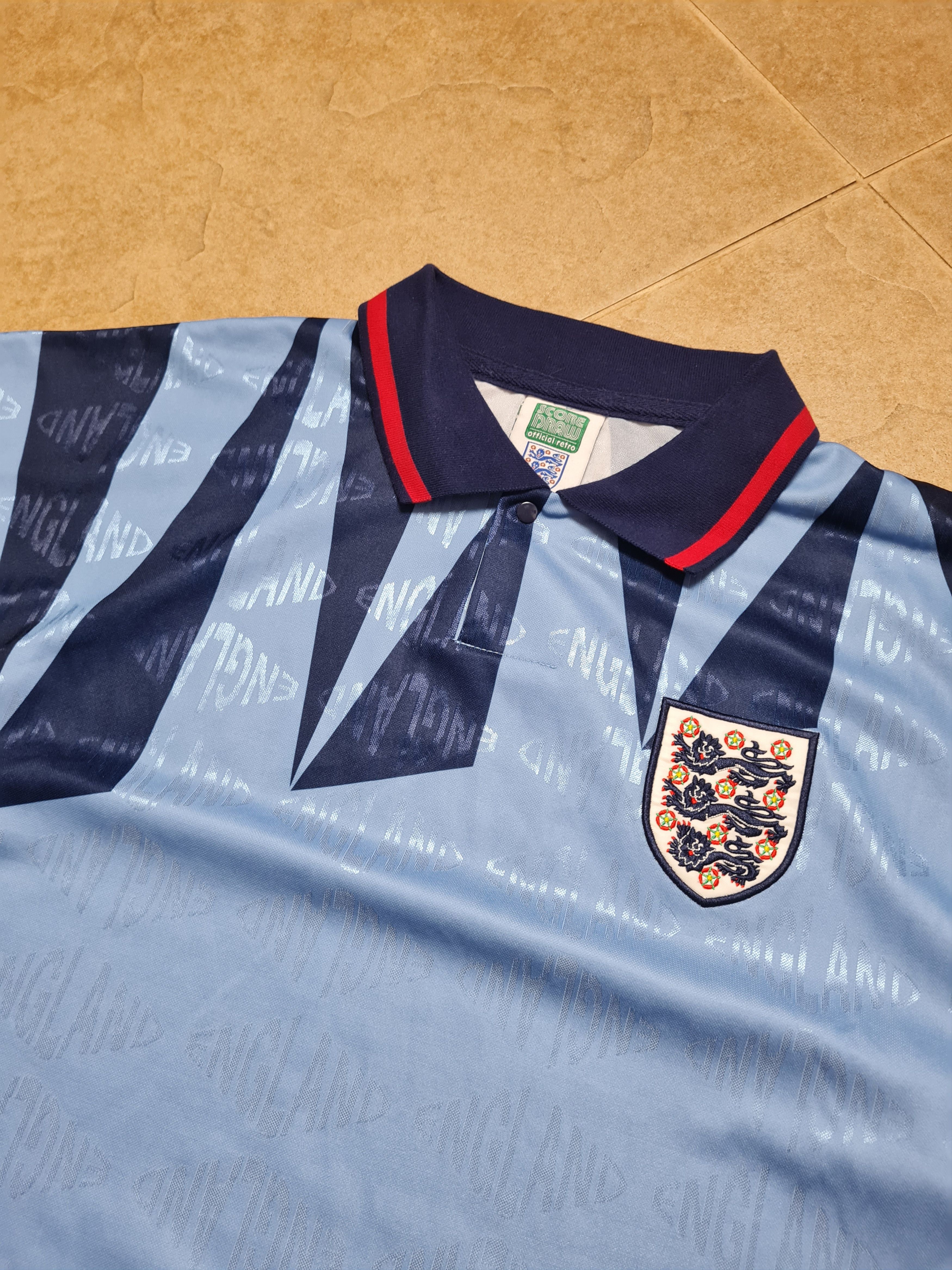 Other England Football Shirt Score Draw 3rd Away FA Retro 1990 Size US XL / EU 56 / 4 - 2 Thumbnail