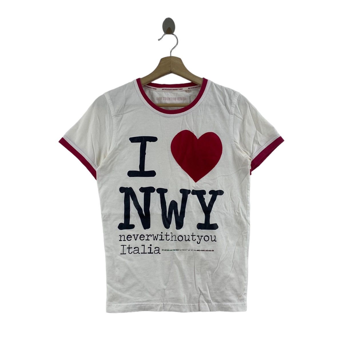 Vintage Vintage NEVER WITHOUT YOu Italia Brand Print Short Sleeve Size S / US 4 / IT 40 - 1 Thumbnail