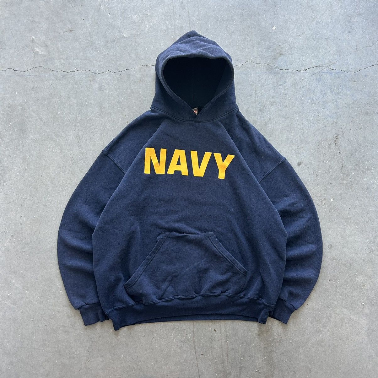 Pre-owned Unsound Rags X Vintage 90's Us Navy Boxy Heavyweight Hoodie Akimbo Style Xl