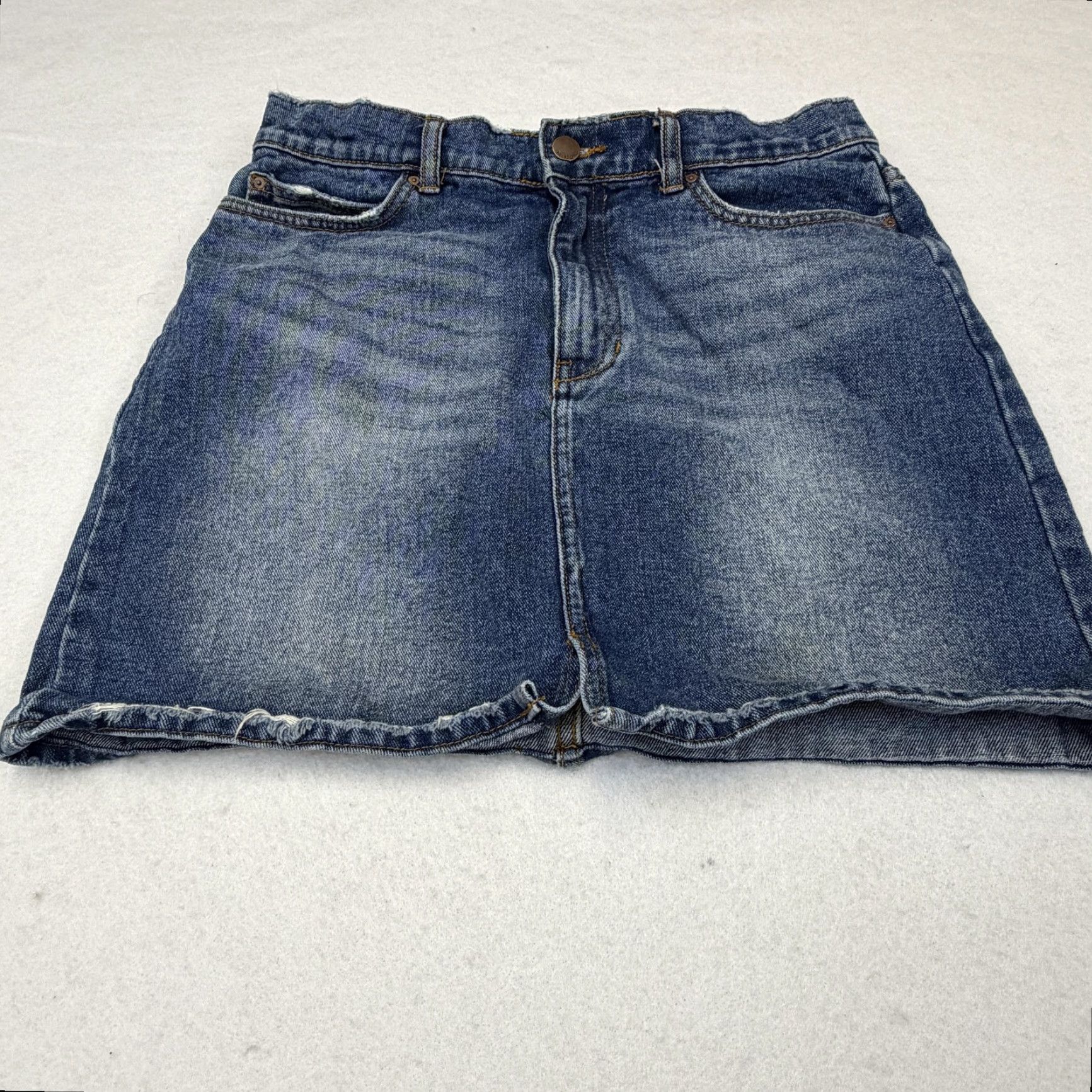 Billabong VINTAGE Billabong Denim Skirt Womens Large Blue Distressed Raw Hem Mini Jeans Casual Size 36" / US 14 / IT 50 - 6 Thumbnail