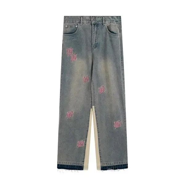 VIBE Washed distressed embroidered lettering jeans Size US 34 / EU 50 - 6 Thumbnail