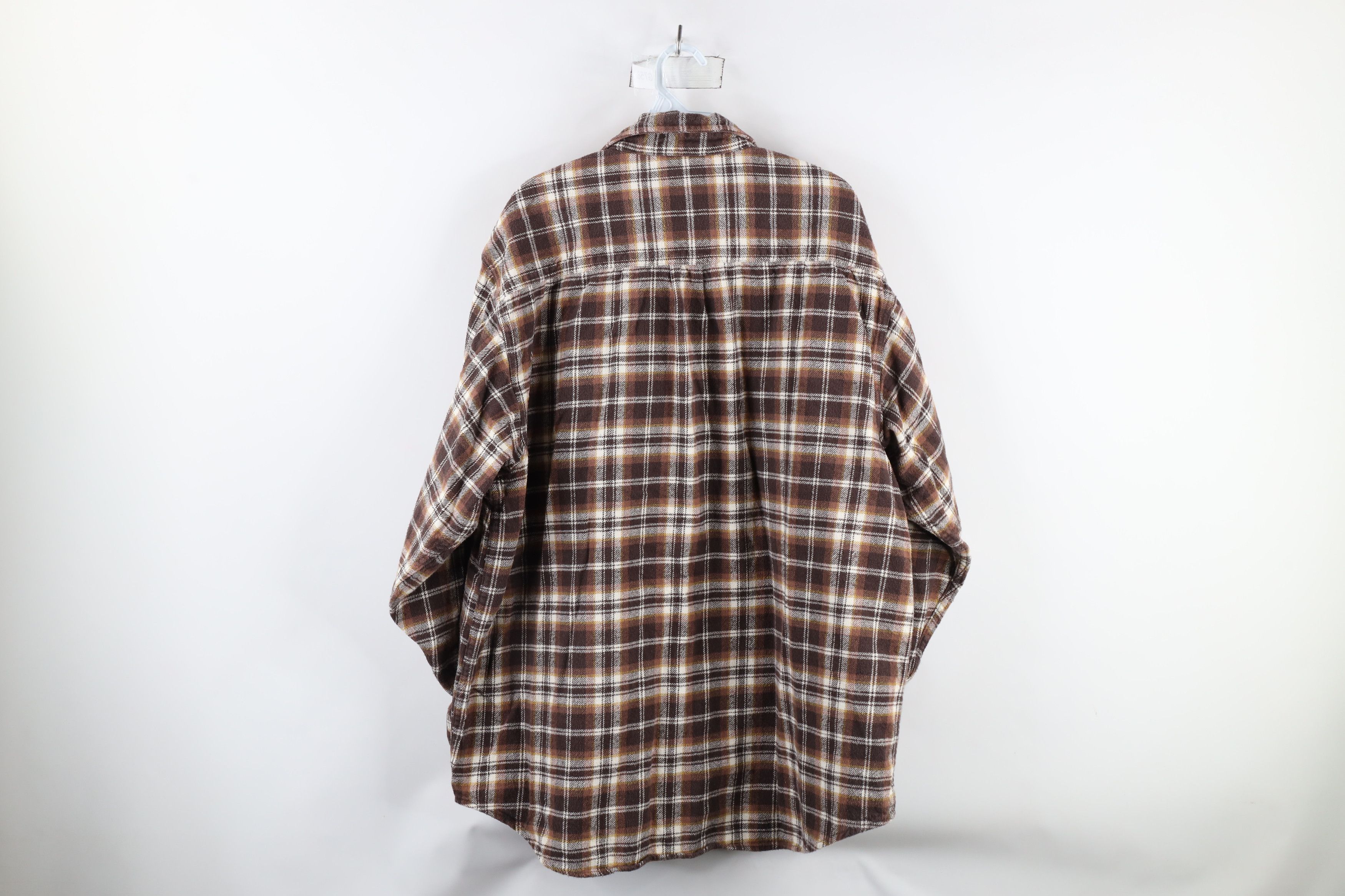 Vintage Vintage 90s Streetwear Heavyweight Button Shirt Brown Plaid Size US XXL / EU 58 / 5 - 6 Thumbnail