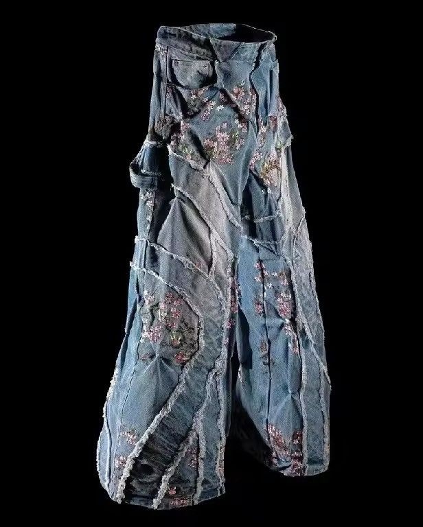 Japanese Brand Floral Denim Pant Size US 34 / EU 50 - 5 Thumbnail
