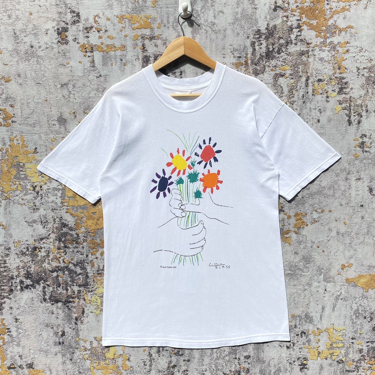 Vintage Y2K Picasso Bouquet Peach Art Graphic Shirt Picasso