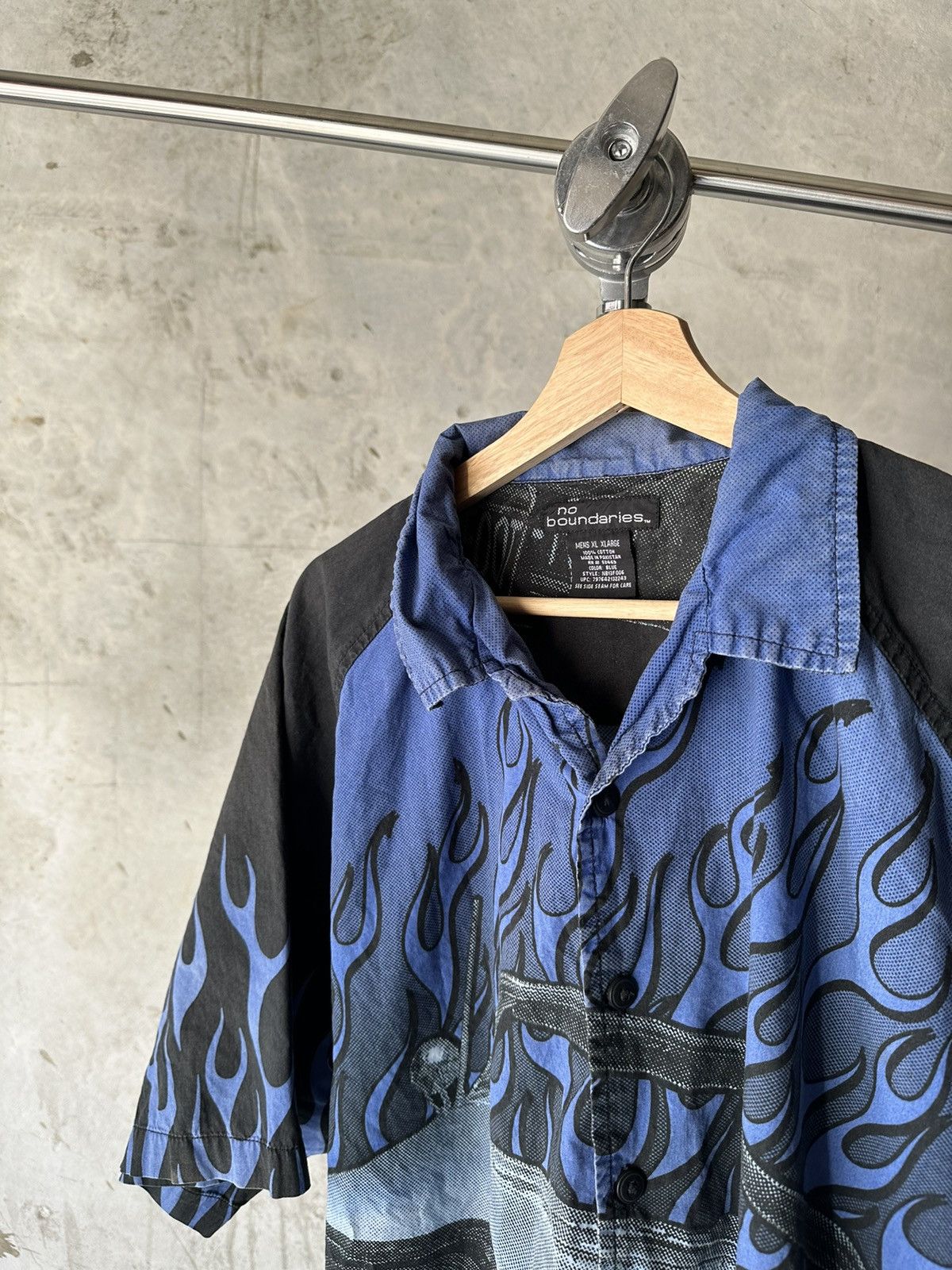 JNCO Y2K Vintage Blue Flame print button-up shirt Size US XL / EU 56 / 4 - 3 Thumbnail