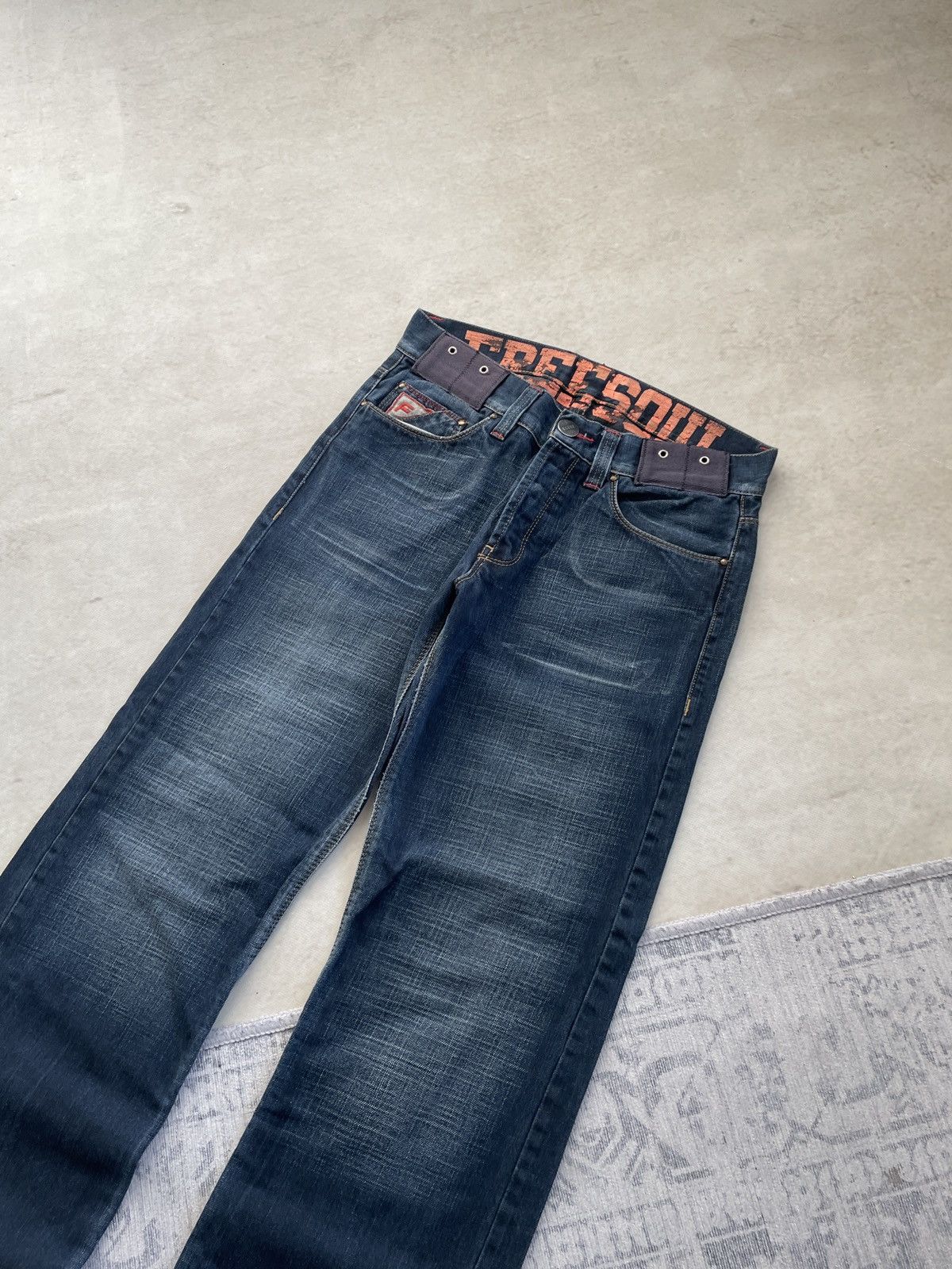 Vintage Avant Garde Wide Flared Slim Zipper Washed Denim Jeans y2k Size US 32 / EU 48 - 3 Thumbnail