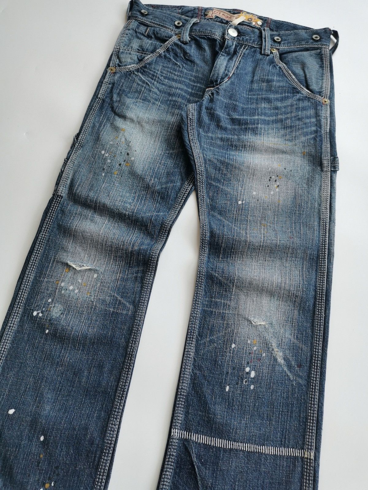 Edwin Liberto Utility Work Carpenter Distressed Ankle Jeans Size US 32 / EU 48 - 5 Thumbnail