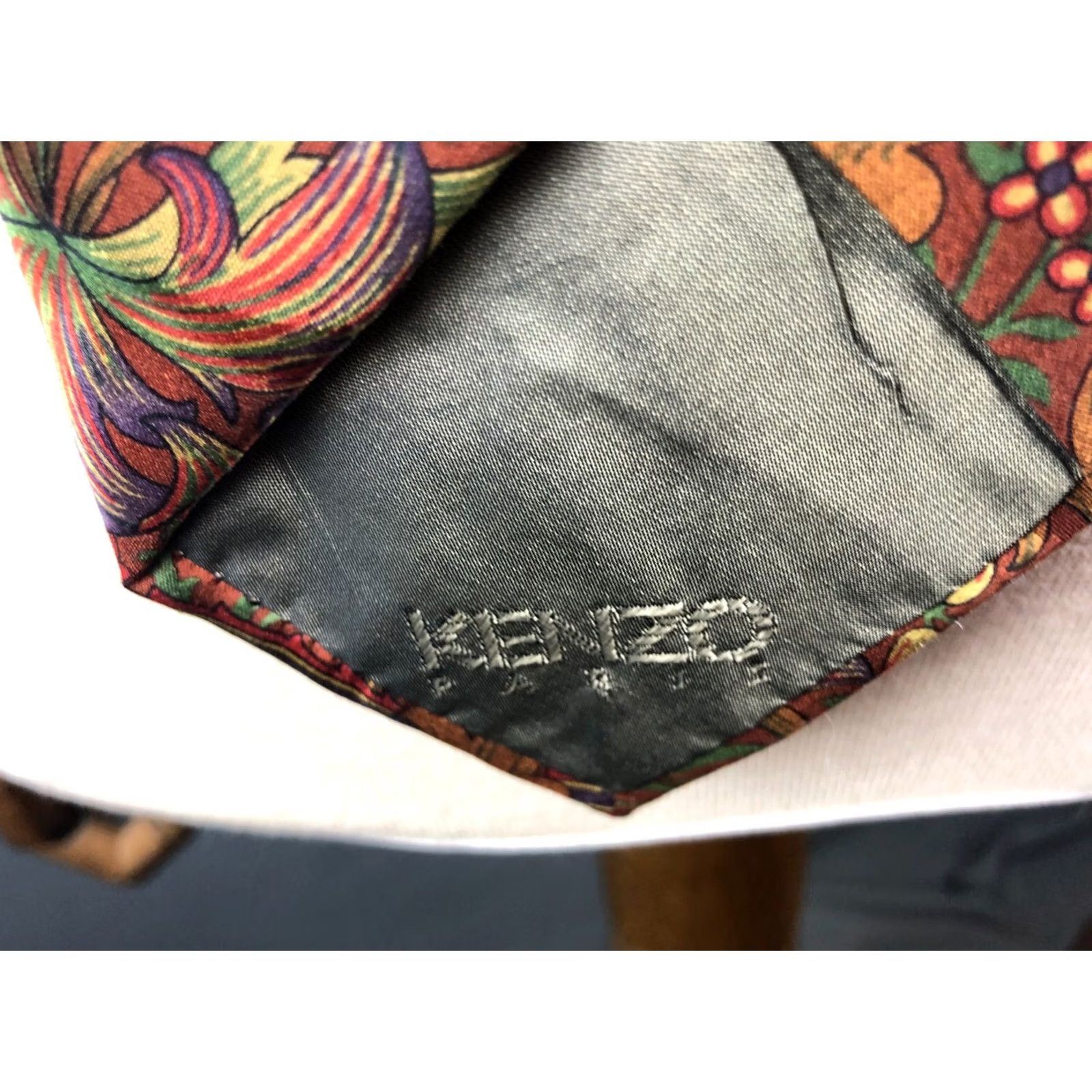 Kenzo KENZO Silk Men’s Tie Floral Brown 100% Silk Necktie Classic Floral Pattern Tie Mens Size ONE SIZE - 5 Thumbnail