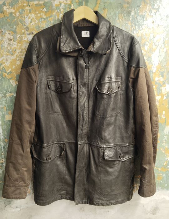 Cp company leather outlet jacket