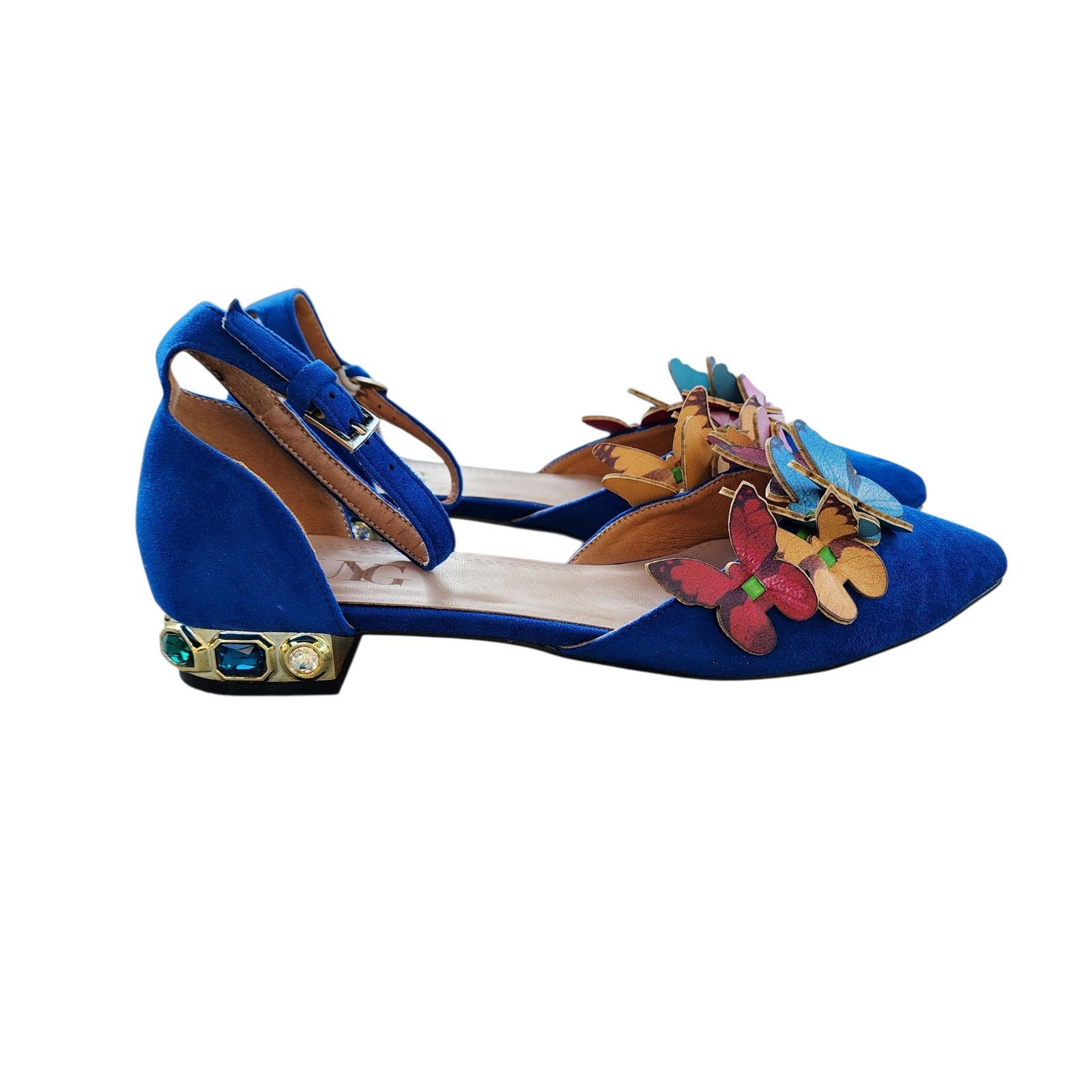 Designer NUYG 3D Butterfly Appliqué Faux Suede Gem Embellished Flats Size US 9 / IT 39 - 3 Thumbnail
