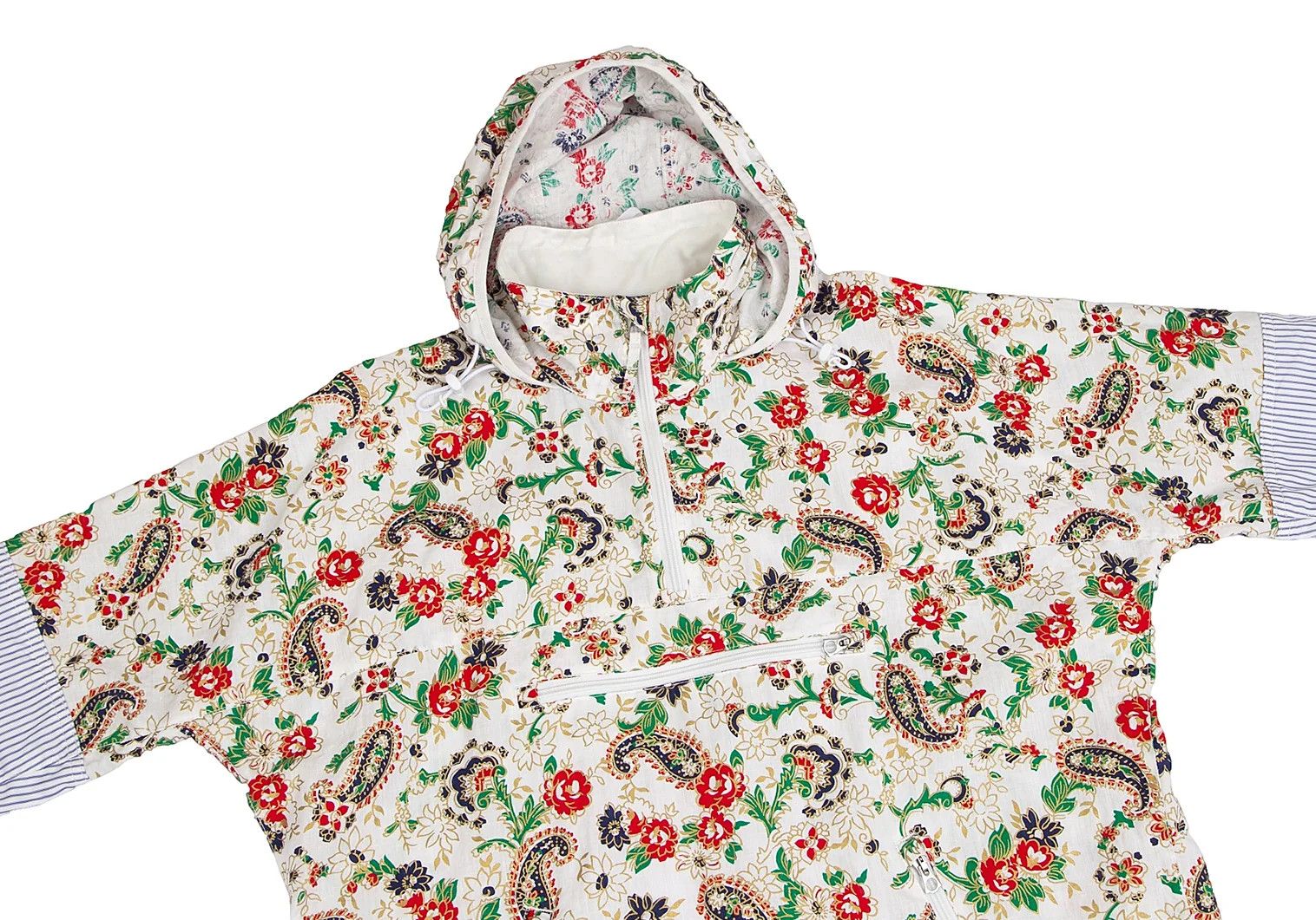 Junya Watanabe Colorful Paisley Print Anorak Jacket in White Green Red Size US S / EU 44-46 / 1 - 2 Thumbnail