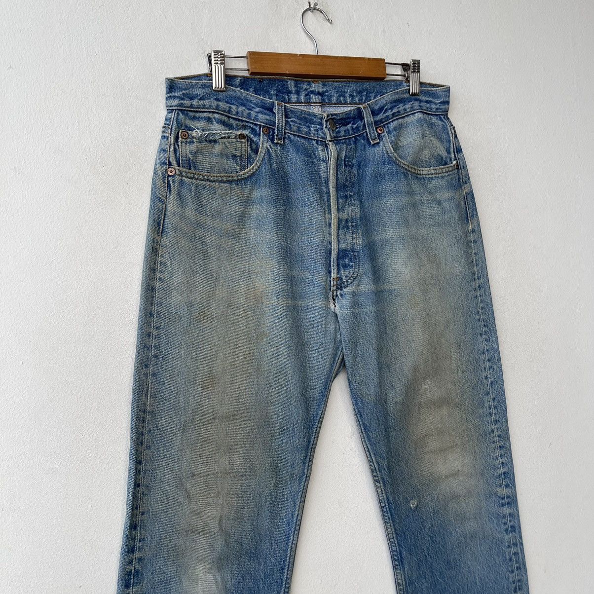 Levi's Vintage 80s Levi's 501 Denim Jeans Faded Distressed Size US 34 / EU 50 - 4 Thumbnail