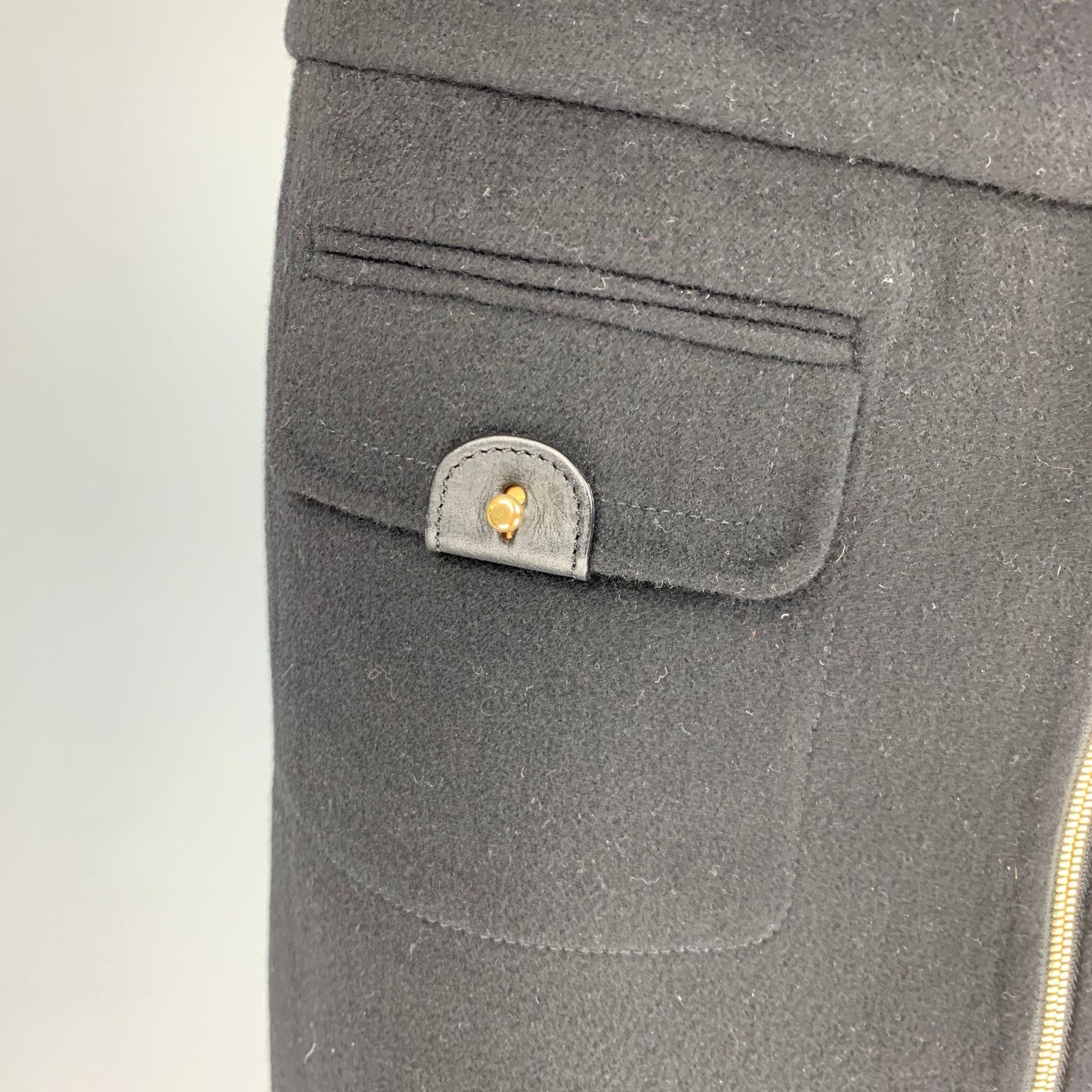 Barbara Bui BARBARA BUI 8 Black Wool Cashmere Leather Zip Up Mini Skirt Size 28" / US 6 / IT 42 - 2 Thumbnail