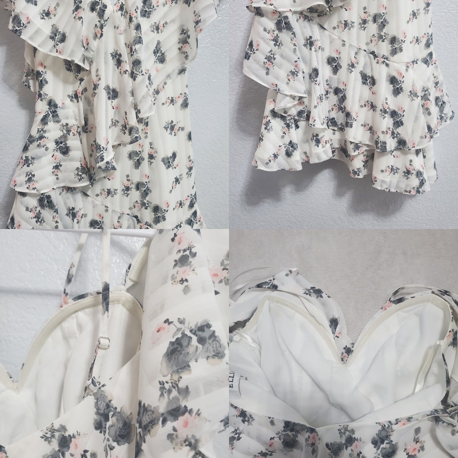 ELLIATT VINTAGE Elliatt Dress Women XS Ivory Bloom Floral Print Asymmetrical Layered Ruffle Mini Size XS / US 0-2 / IT 36-38 - 8 Thumbnail
