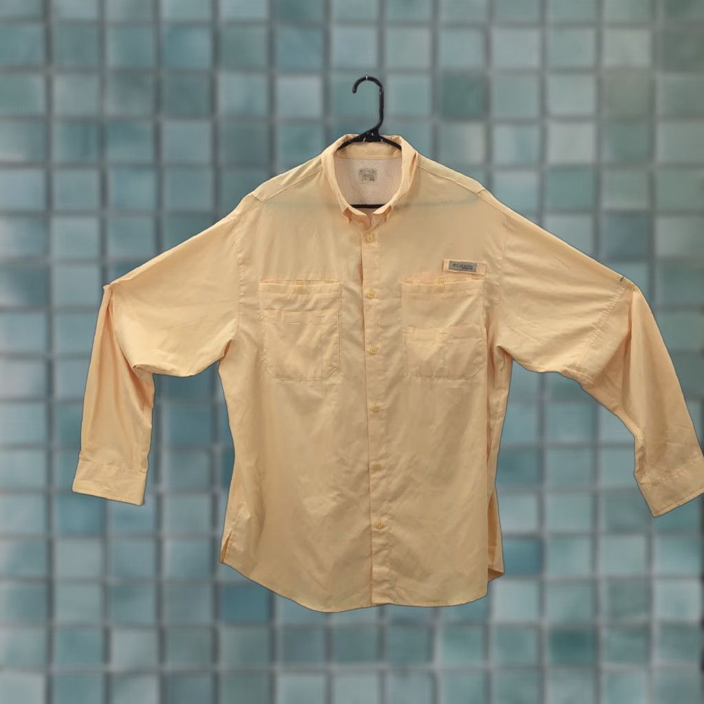 Vintage Columbia Mens Yellow Pockets Long Sleeve Collared Casual Button-Up Shirt XL Sz Size US XL / EU 56 / 4 - 1 Thumbnail