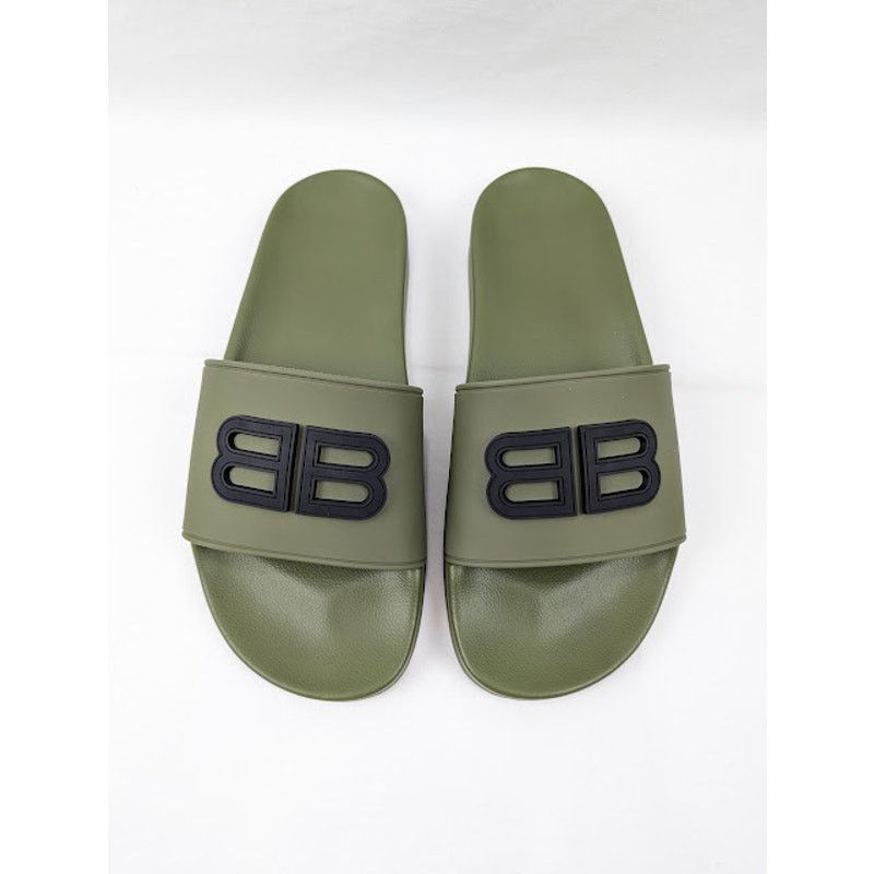 Balenciaga o1rshd1 BB Injecfion Pool Slides in Khaki Size US 9 / EU 42 - 15 Thumbnail