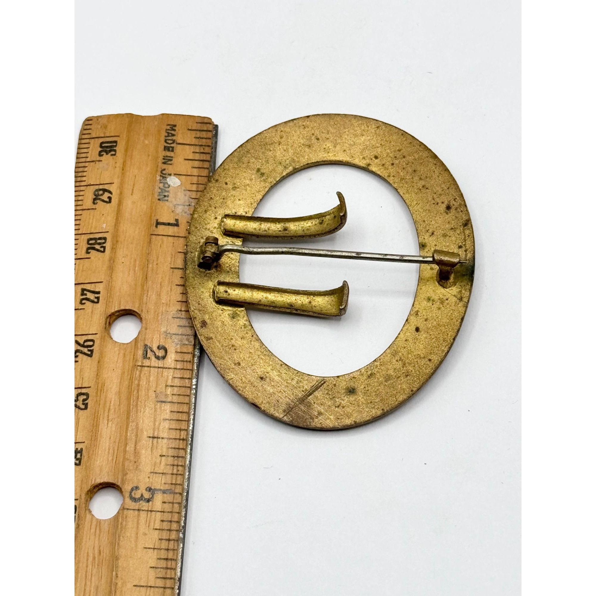 Vintage Antique Estate Enamel Floral Buckle Brooch Pin Size ONE SIZE - 5 Thumbnail