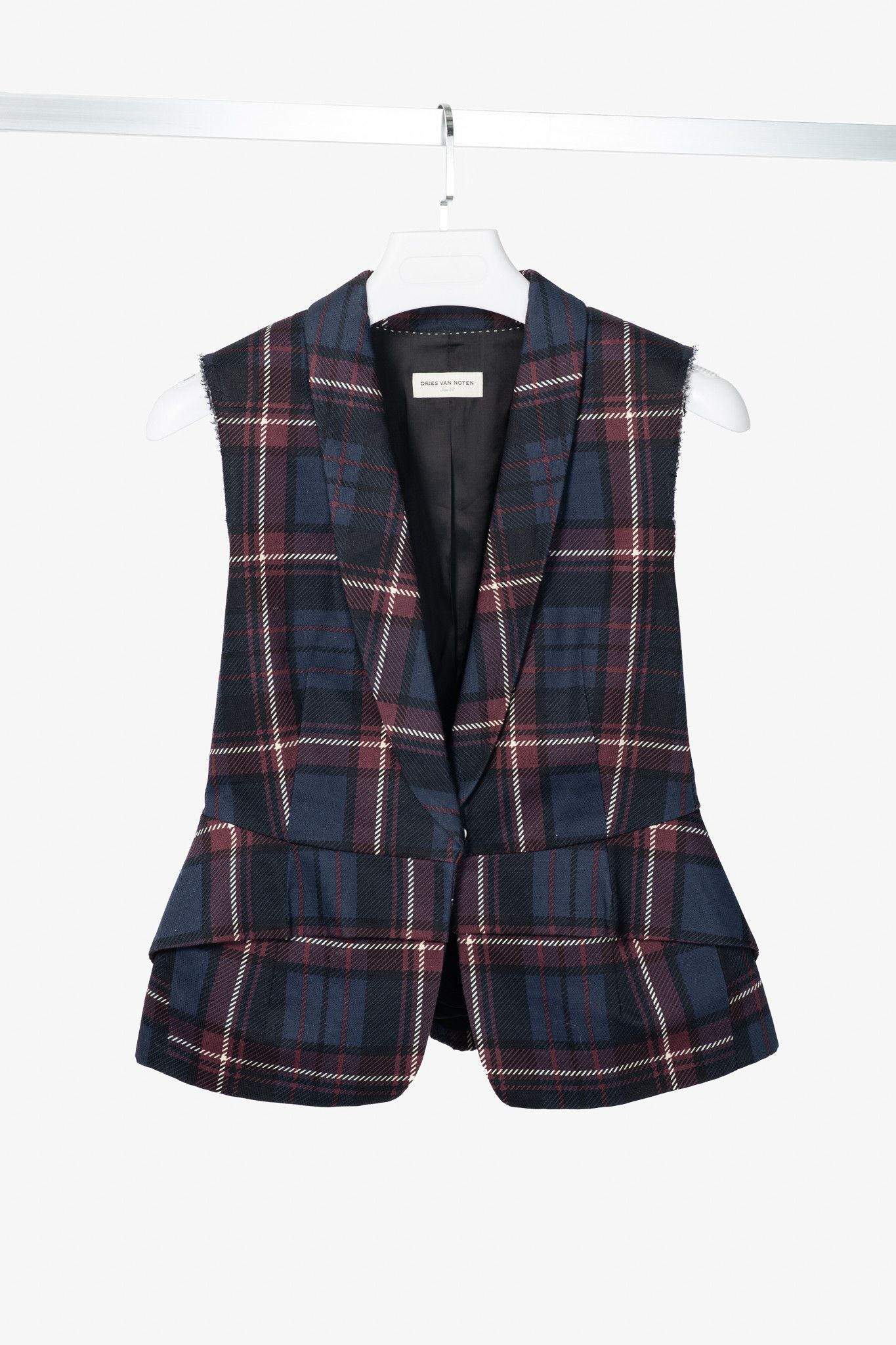 Dries Van Noten Dries Van Noten SS13 Runway Cotton & Linen Plaid Peplum Vest Size S / US 4 / IT 40 - 1 Thumbnail