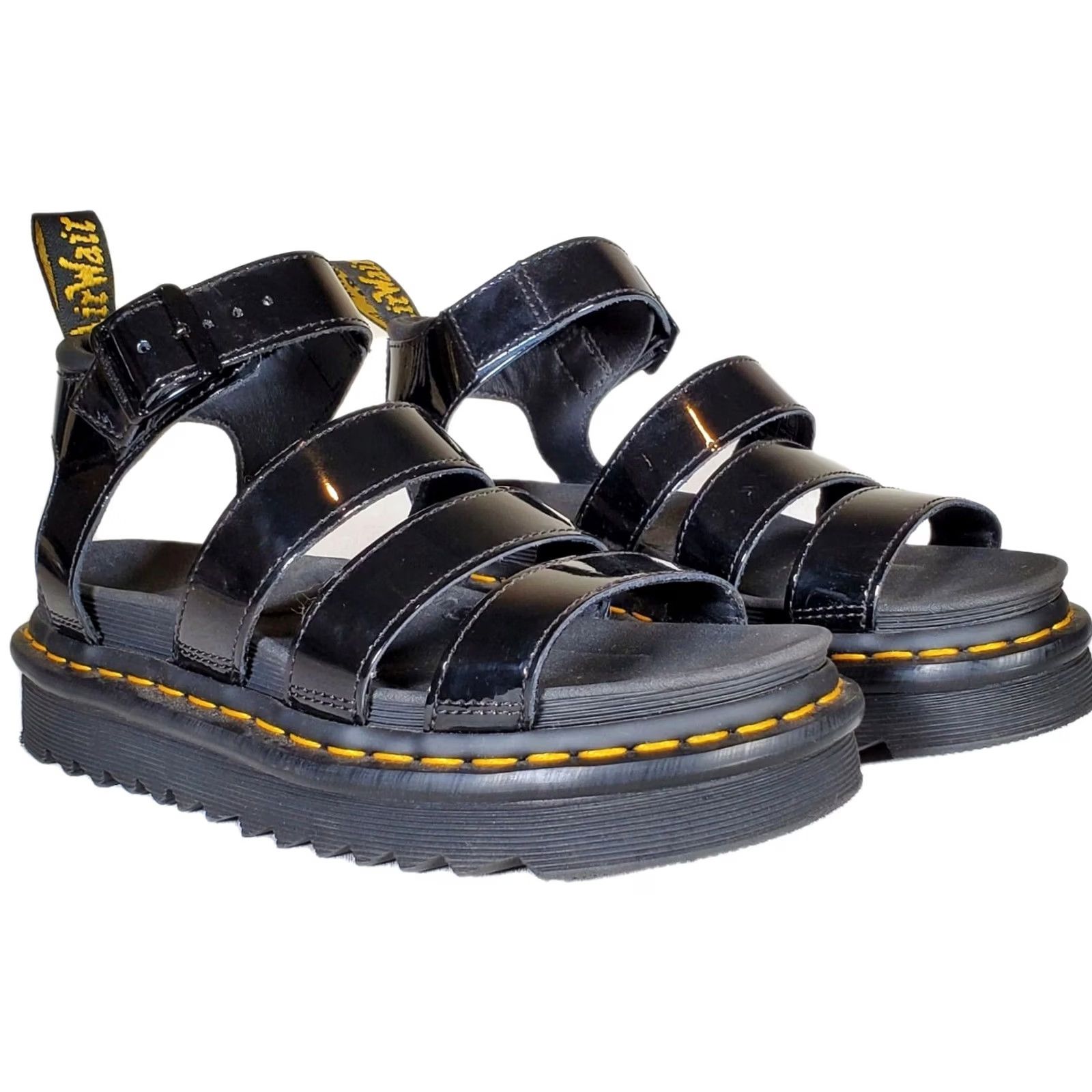 Dr. Martens Dr. Martens Strappy Womens Black Blaire Patent Leather Strap Sandals Platform Women Size US 4 / IT 34 - 2 Thumbnail