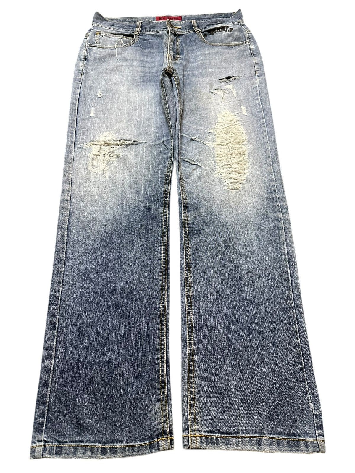 Japanese Brand Vintage Japanese Brand Faded Wash Destroy Distressed Jeans Size US 35 - 1 Thumbnail