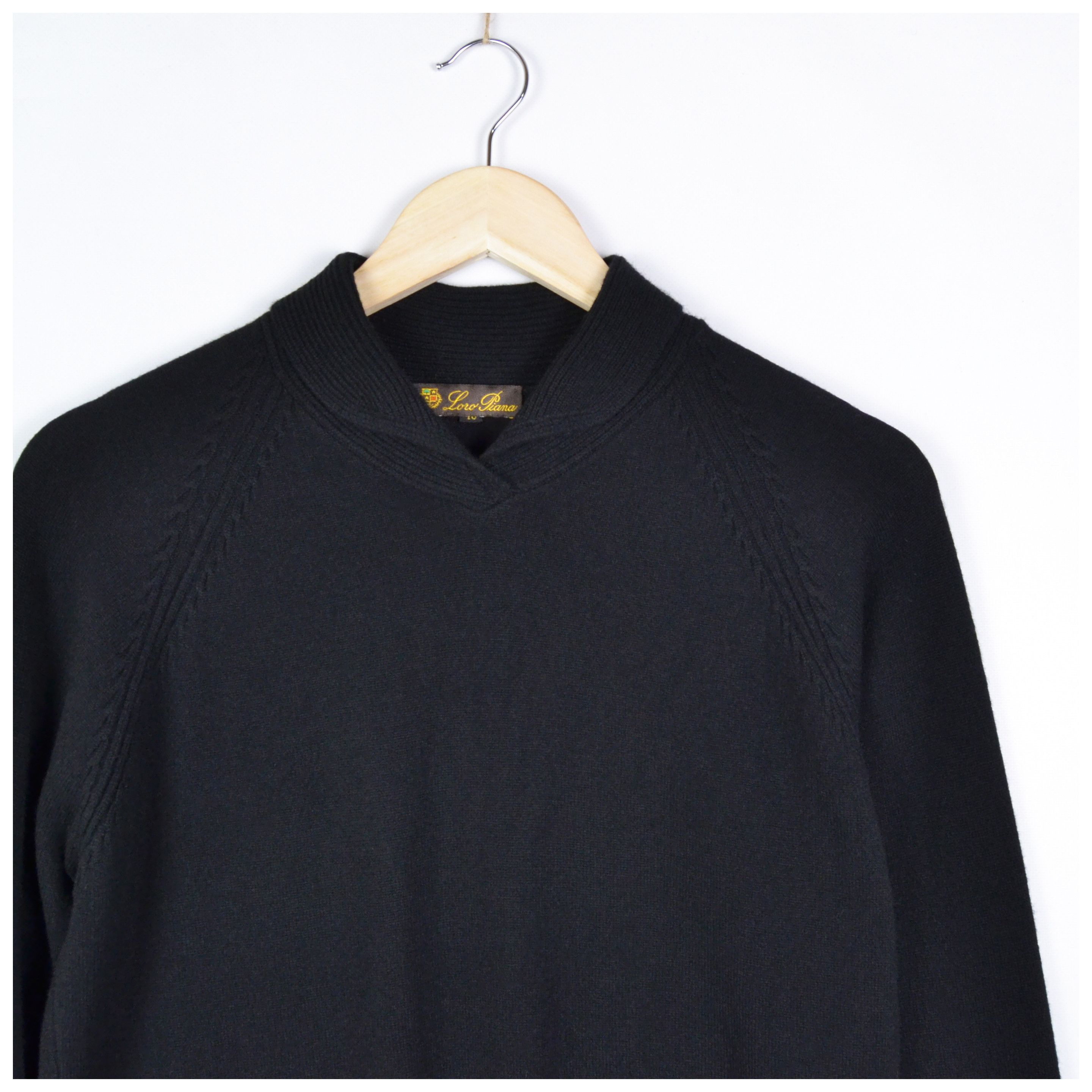 Loro Piana Vintage Loro Piana Black Cashmere Shawl Collar Sweater Size XL / US 12-14 / IT 48-50 - 5 Thumbnail
