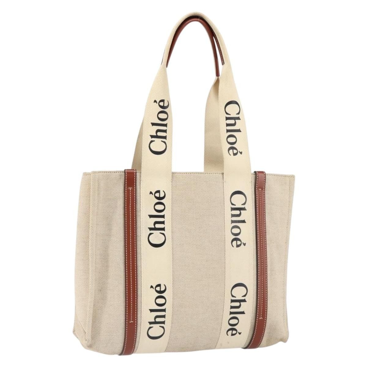 Chloe Chloe Woody Tote Canvas with Leather Size ONE SIZE - 1 Thumbnail