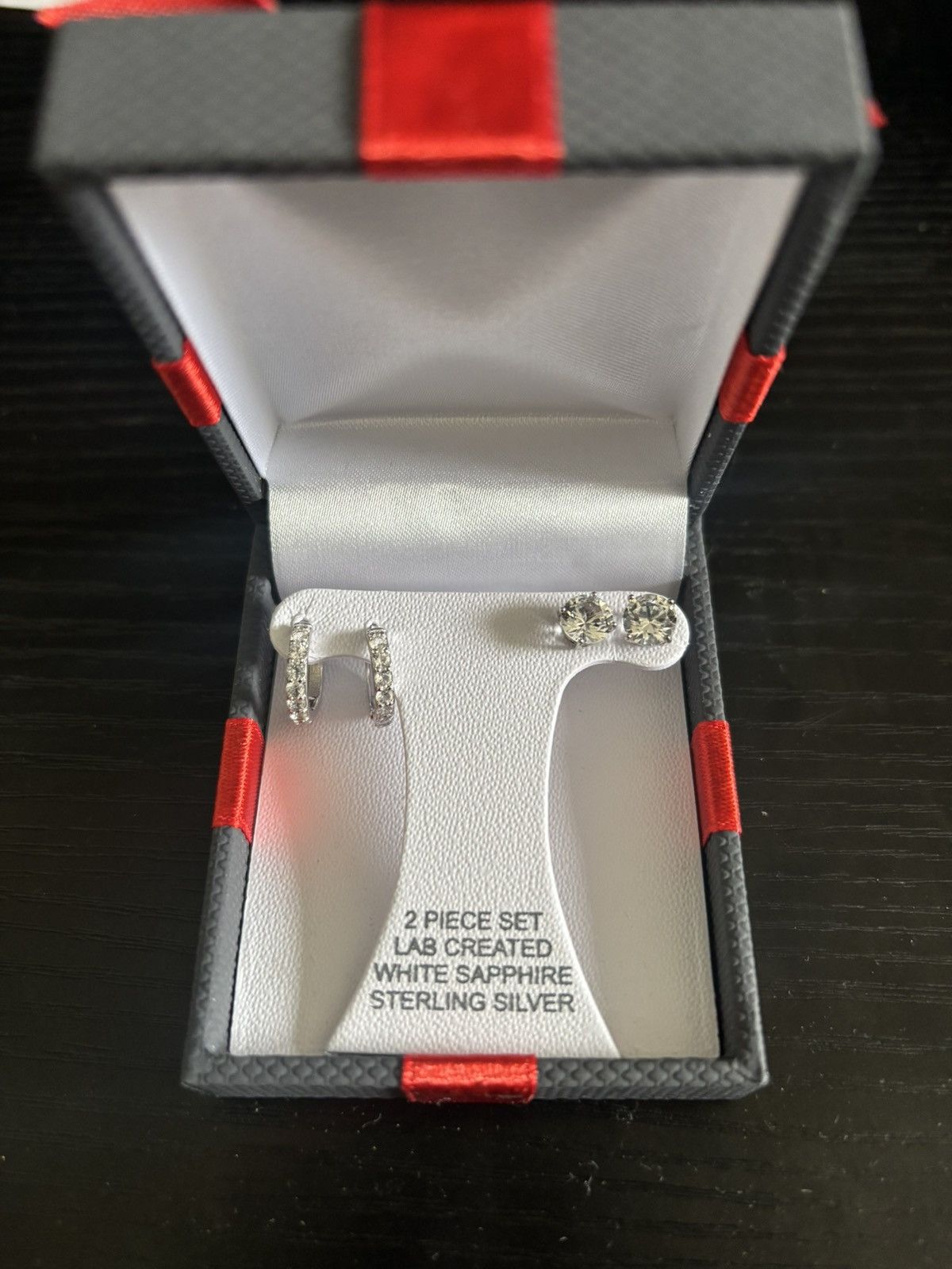 Jewelry White Sapphire Stud and Hoop Earring set Size ONE SIZE - 1 Preview