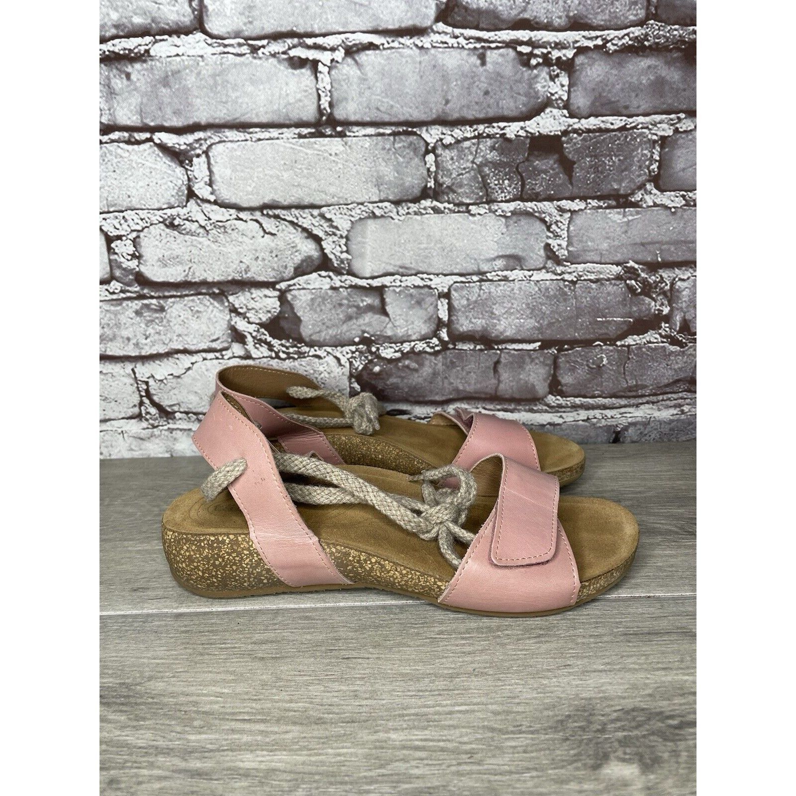 Other TAOS Pink Leather Ankle Lace Strap Cork Wedge Sandals Women Size US 9.5 / IT 39.5 - 15 Thumbnail