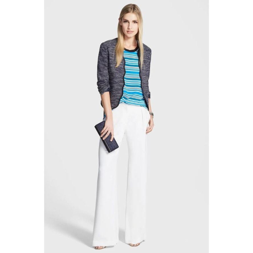 Other Chelsea28 Women's Scalloped Front Jacket in Navy - Sz M - NW Size M / US 6-8 / IT 42-44 - 1 Thumbnail