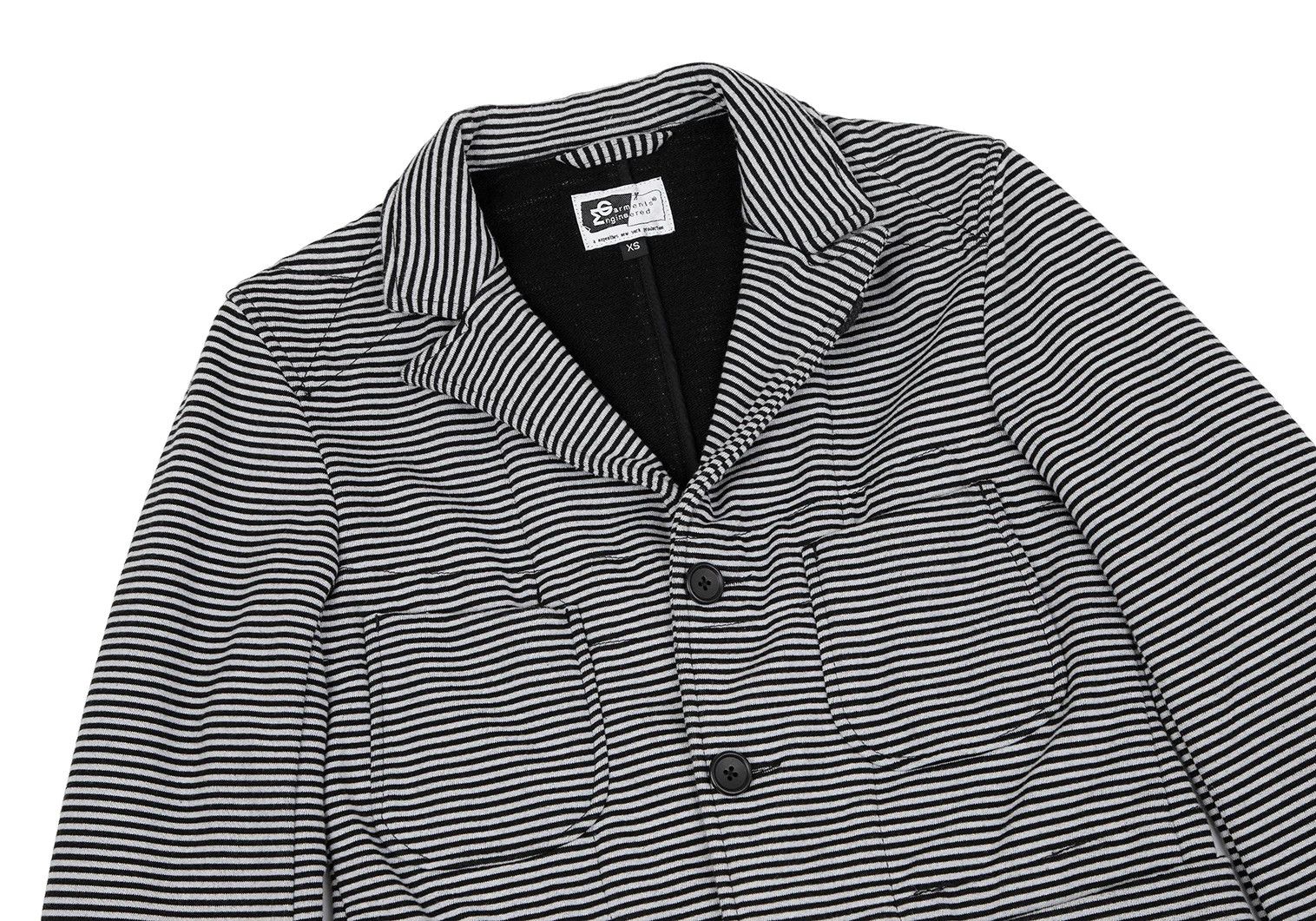 Engineered Garments Cotton-Polyester Striped Sweat Jacket in Gray and Black, XS Size US XS / EU 42 / 0 - 2 Thumbnail