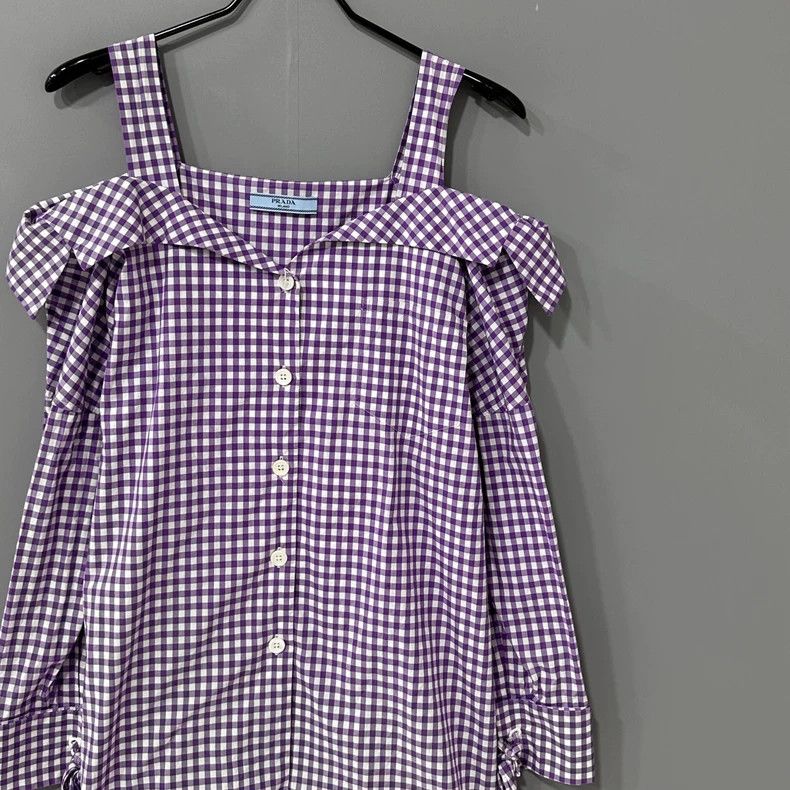 Prada Prada Plaid suspender shirt 2504-Nextarrow Size XS / US 0-2 / IT 36-38 - 2 Thumbnail