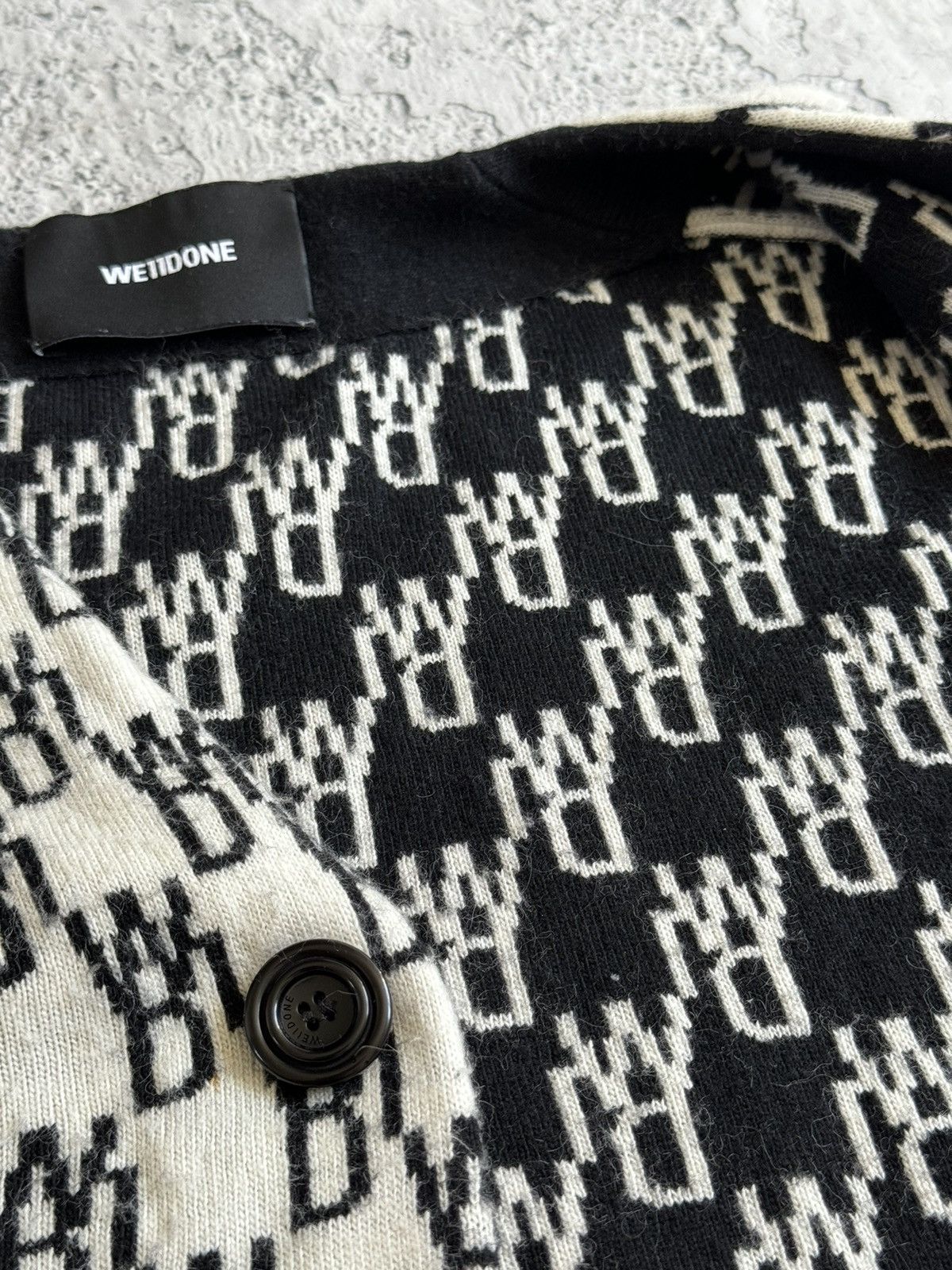 WE11DONE Welldone We11done Monogram Buttoned Wool Cardigan Size US XL / EU 56 / 4 - 8 Thumbnail