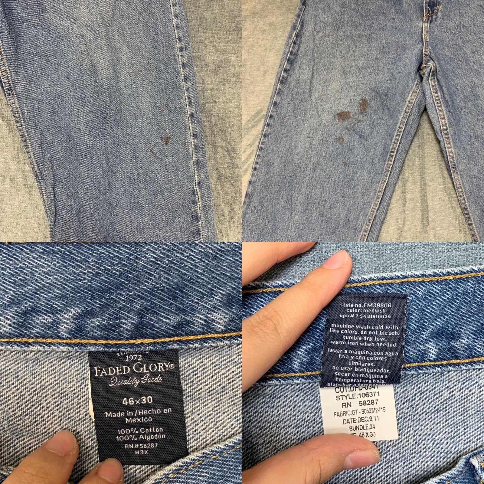 Faded Glory Faded Glory Jeans Mens 46x30 Blue Denim Cotton Relaxed Fit Straight Leg Outdoor Jeans Mens 46 Blue Cotton Denim Relaxed Straight Leg 5-Pocket Modern Size US 30 / EU 46 - 9 Thumbnail