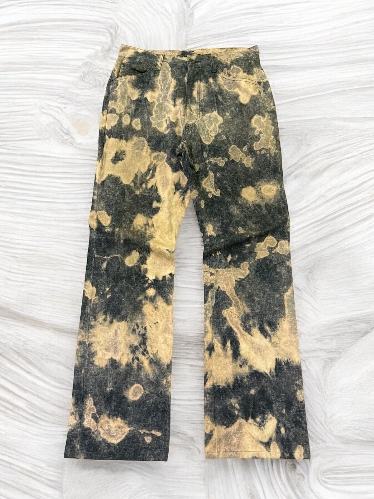 Issey Miyake Flare MCAPACHE Acid Wash Smoked Style Denim Jeans Size US 28 / EU 44 - 2 Thumbnail
