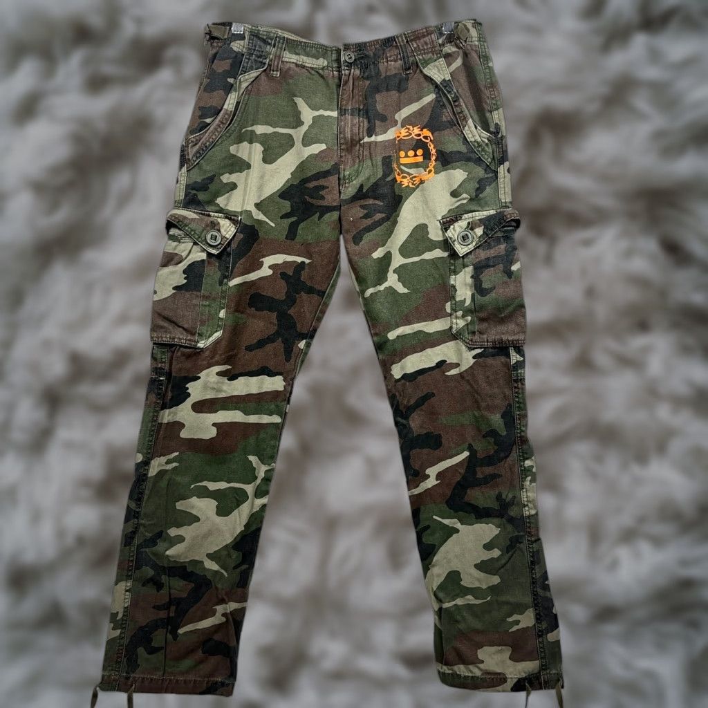 Vintage Y2K Camo Cargo Pants 34 All-Son Hip Hop Military Utility Drawstring Size US 34 / EU 50 - 1 Thumbnail