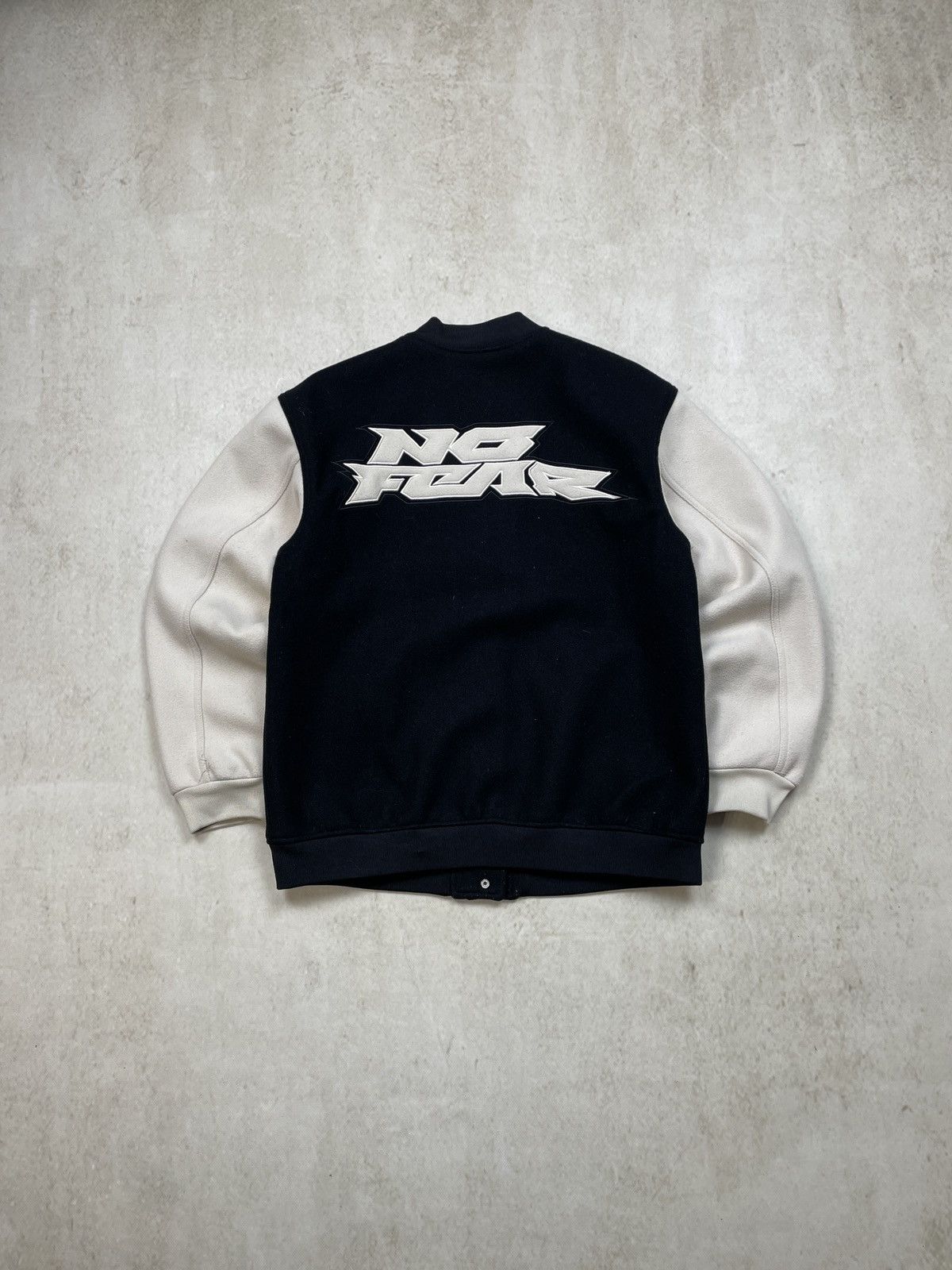 Pre-owned H&m X No Fear Crazy No Fear X H&m Big Logo Varsity Bomber Jacket In Black
