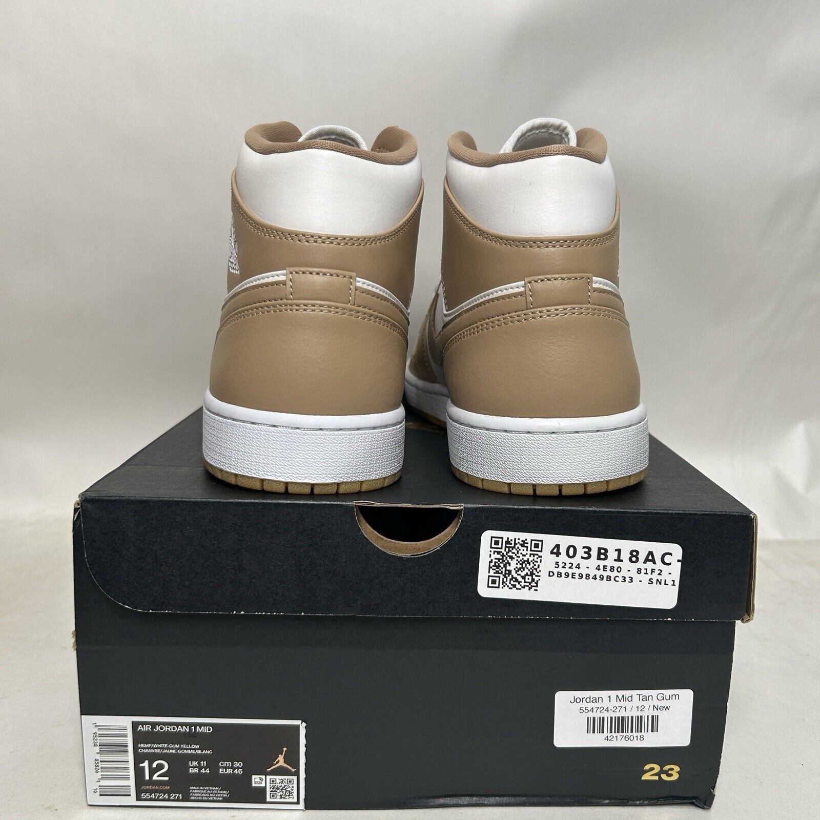 Jordan Brand Nike Shoes Air Jordan 1 Mid Retro “Hemp/Tan Gum” 2024 Size US 12 / EU 45 - 4 Thumbnail